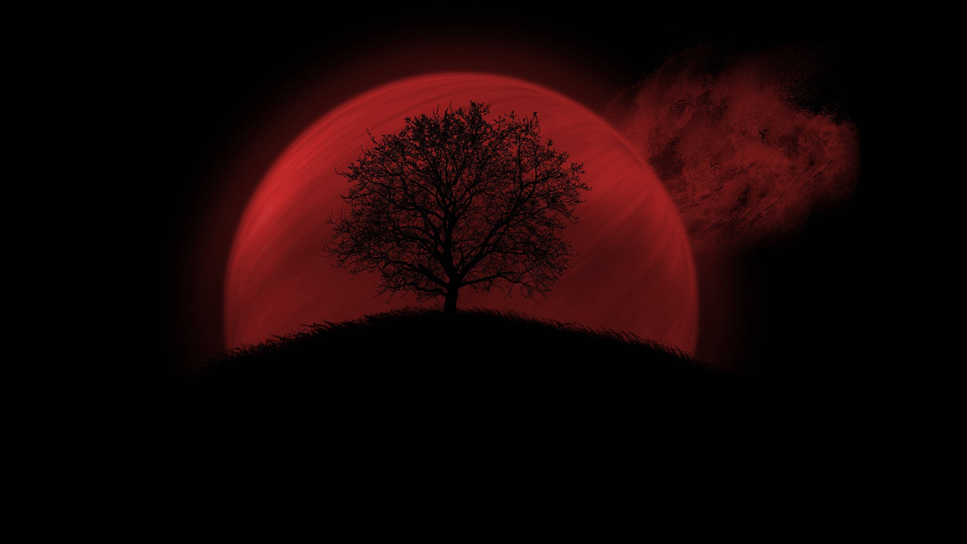 Rød måne nattehimmel Wallpapers