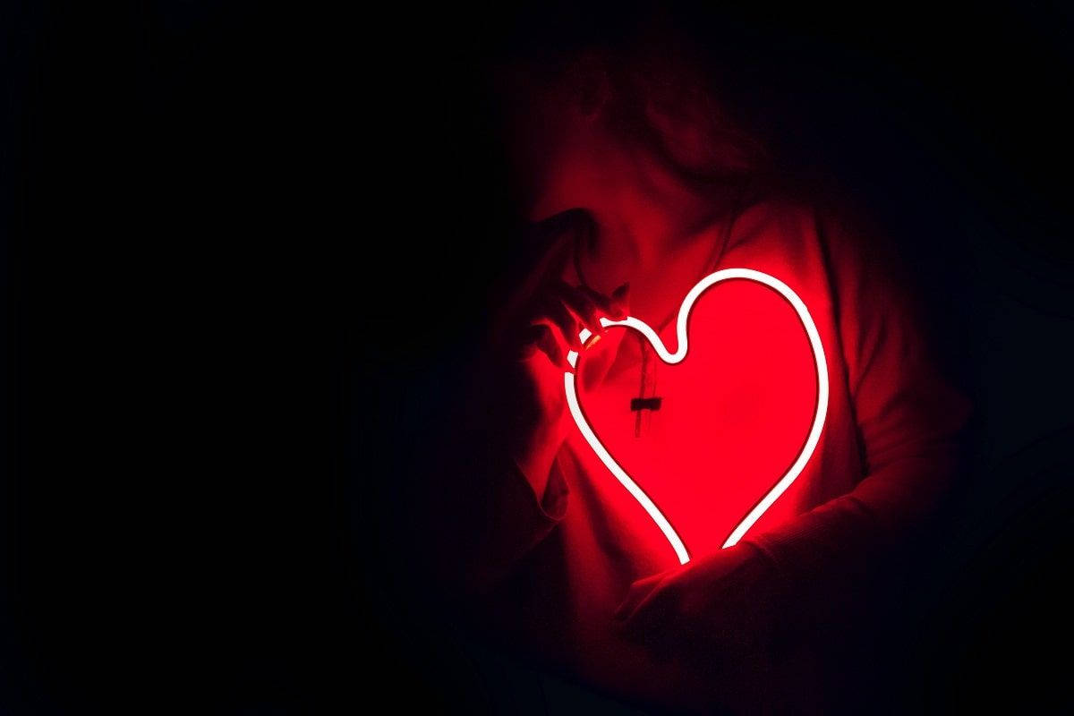 Rød neonhjerte æstetik Wallpapers