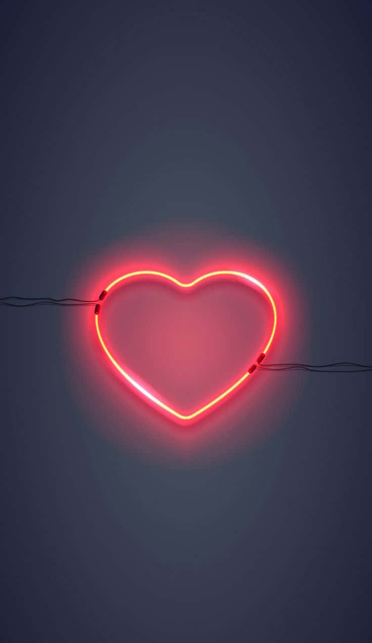 Rød neonhjerte væglys Wallpapers