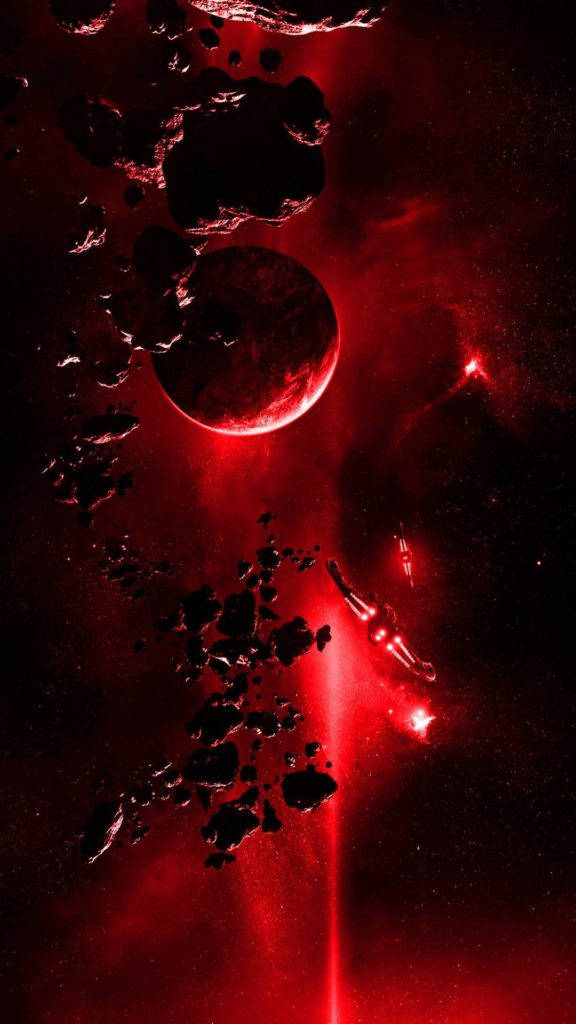 Rød planet og galakse rum iPhone Wallpapers