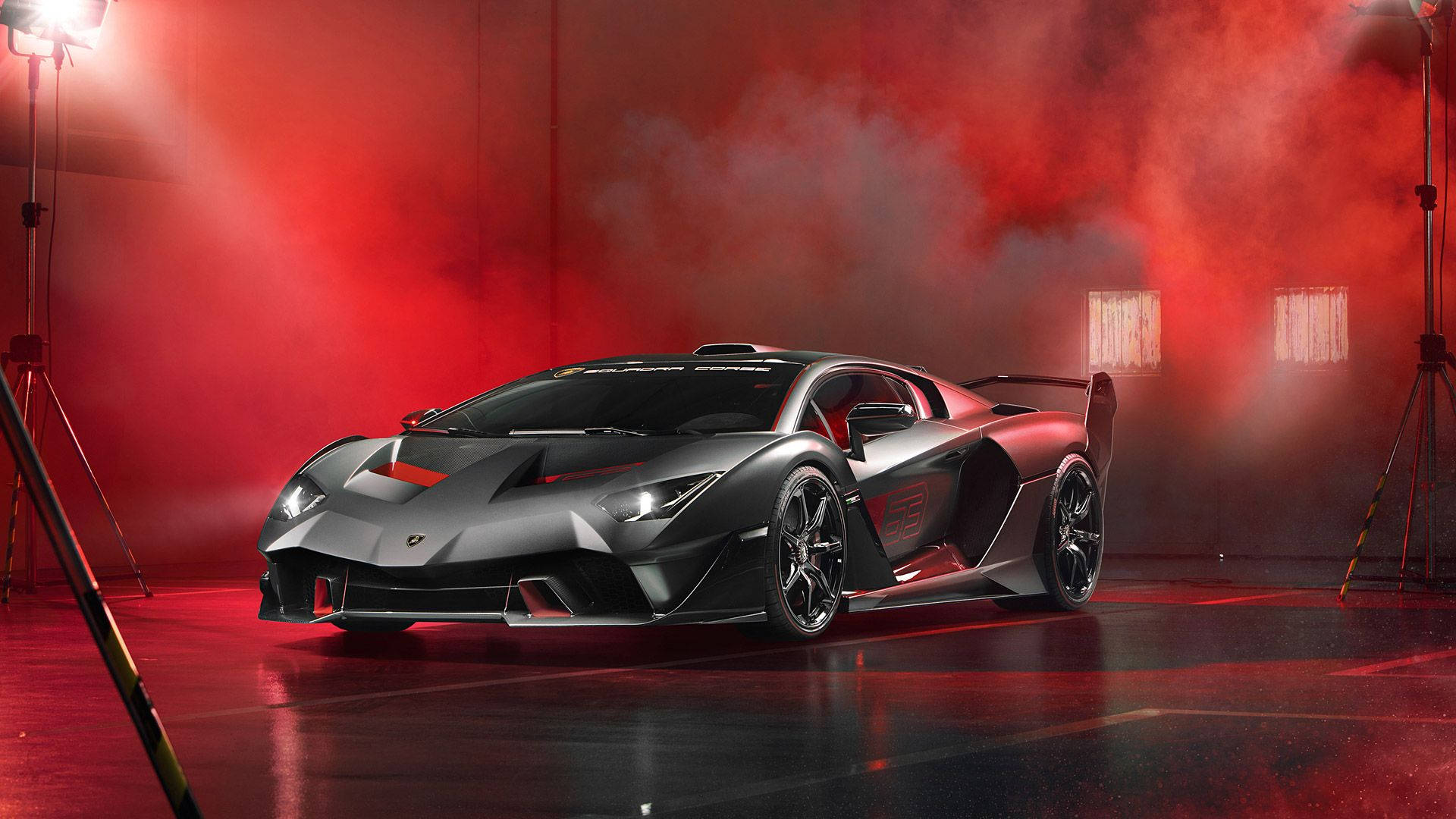 Rød røg sort Lamborghini Wallpapers