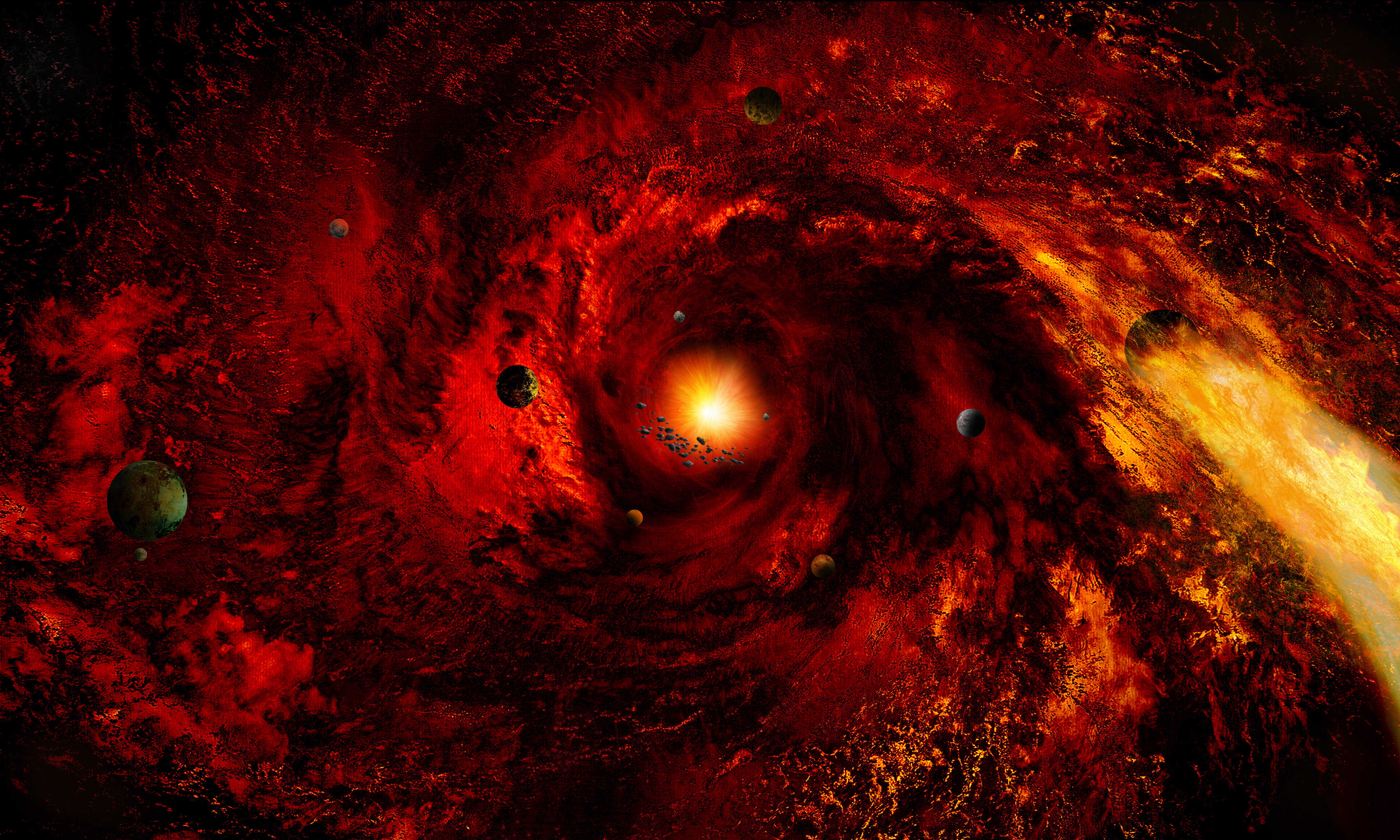 Rød spiralgalakse oplyser det ydre rum Wallpapers