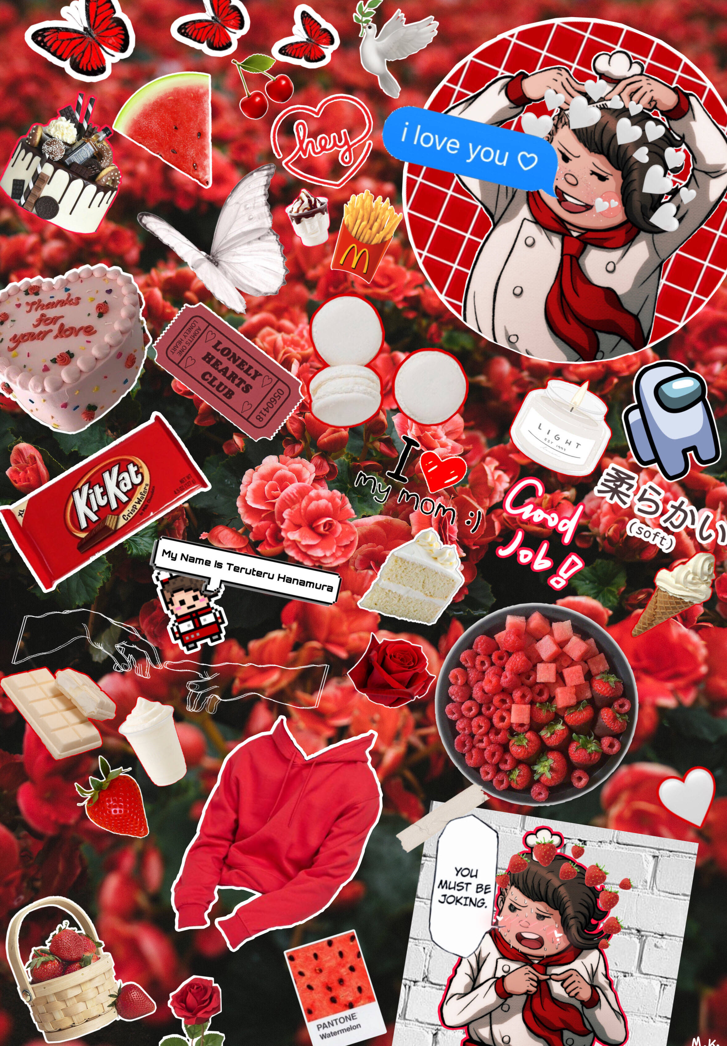 Røde Blomster Kitkat Picsart Wallpapers
