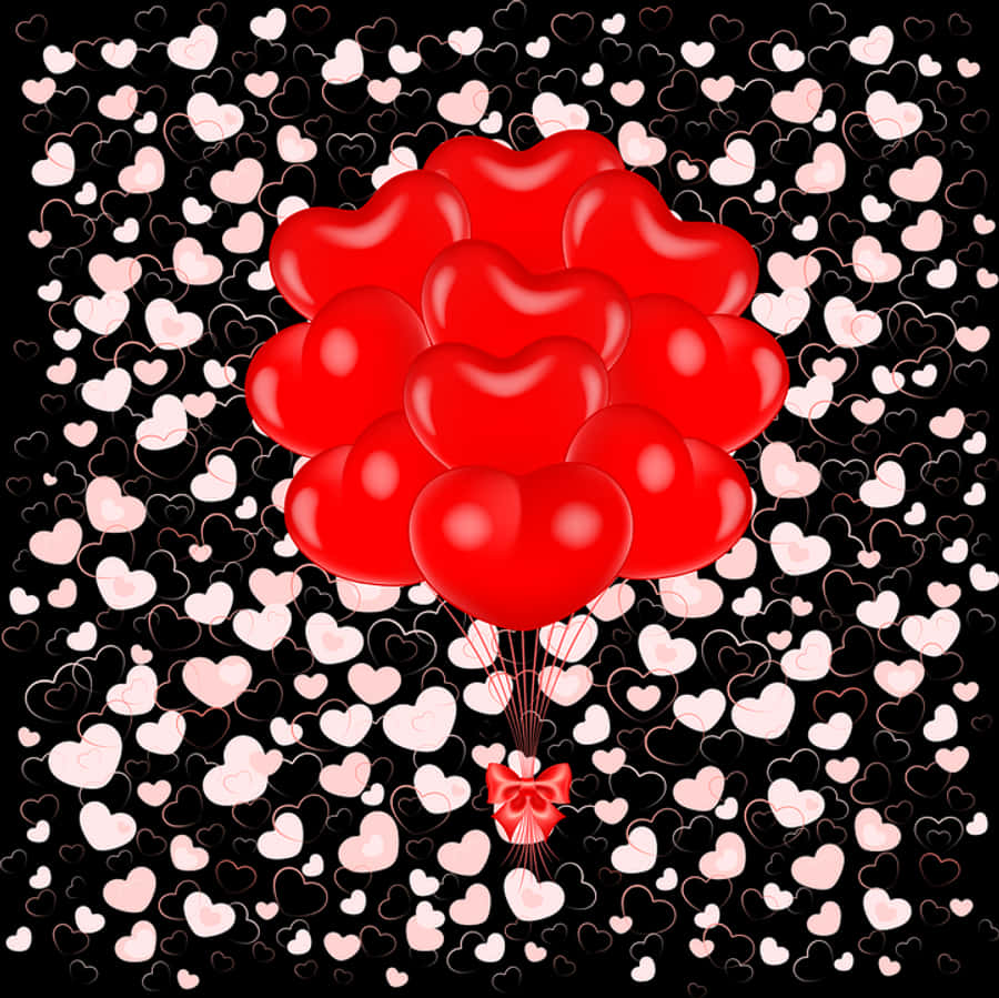 Røde hjerteballoner til Valentinsdag baggrund Wallpapers