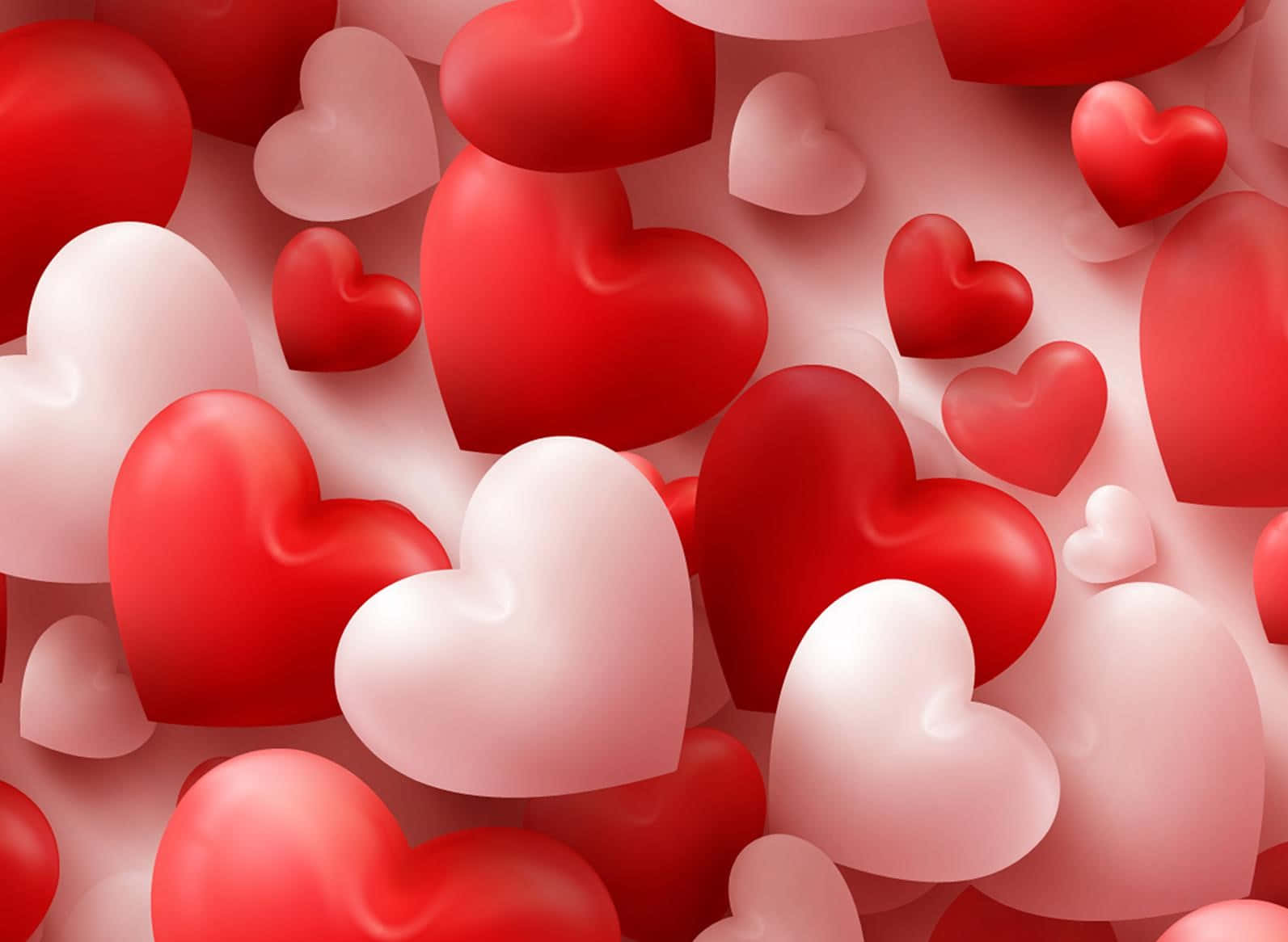 Røde og lyserøde 3D søde Valentinshjerter Wallpapers