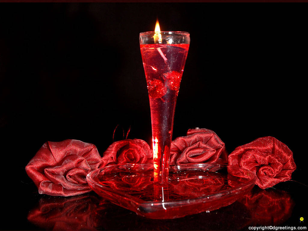 Røde roser og lys til Valentinsdag Wallpapers