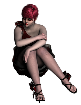 Rødhåret 3D-figur siddende Wallpapers
