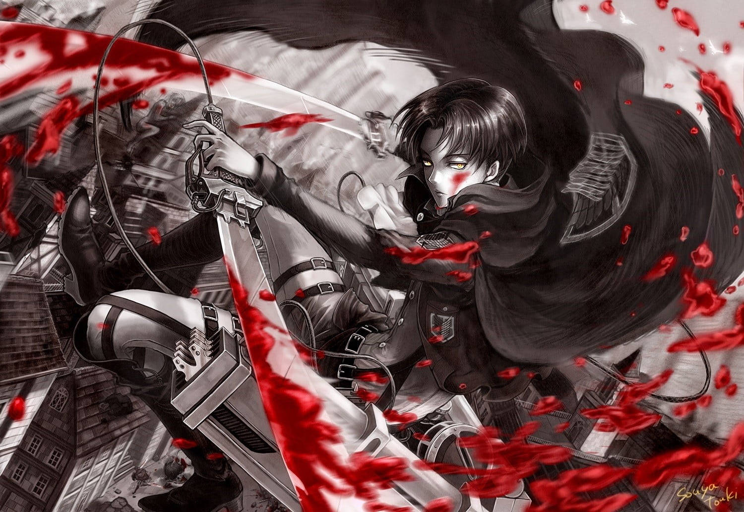 Rødt anime blodigt angreb Wallpapers