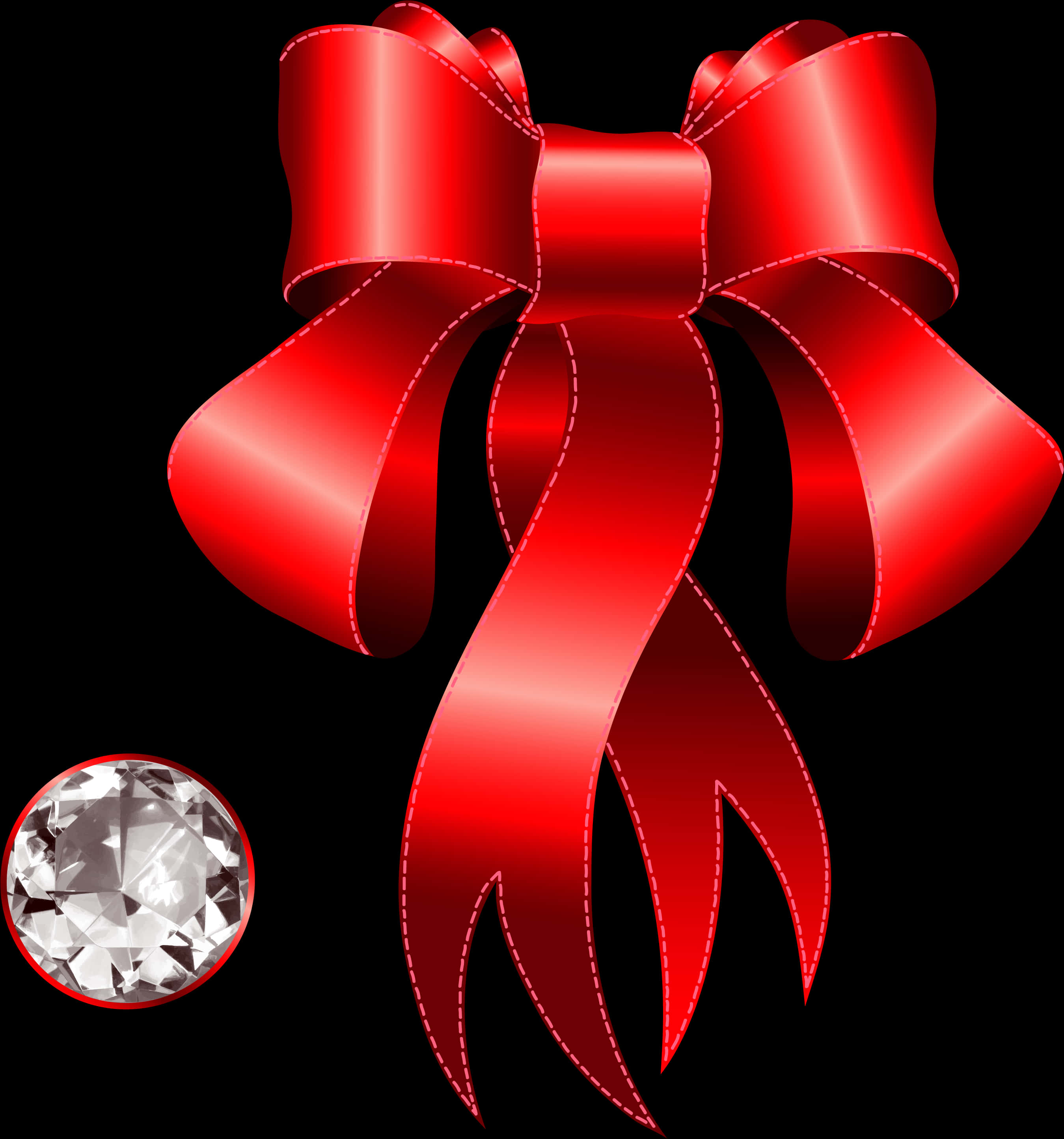 Rødt bånd med diamantgrafik Wallpapers