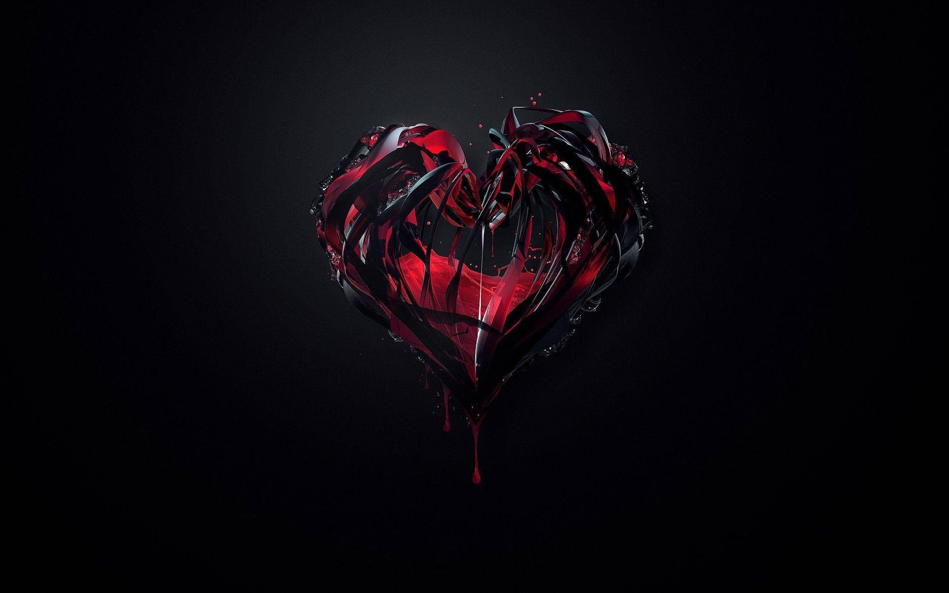 Rødt blodhjerte kølig sort Wallpapers