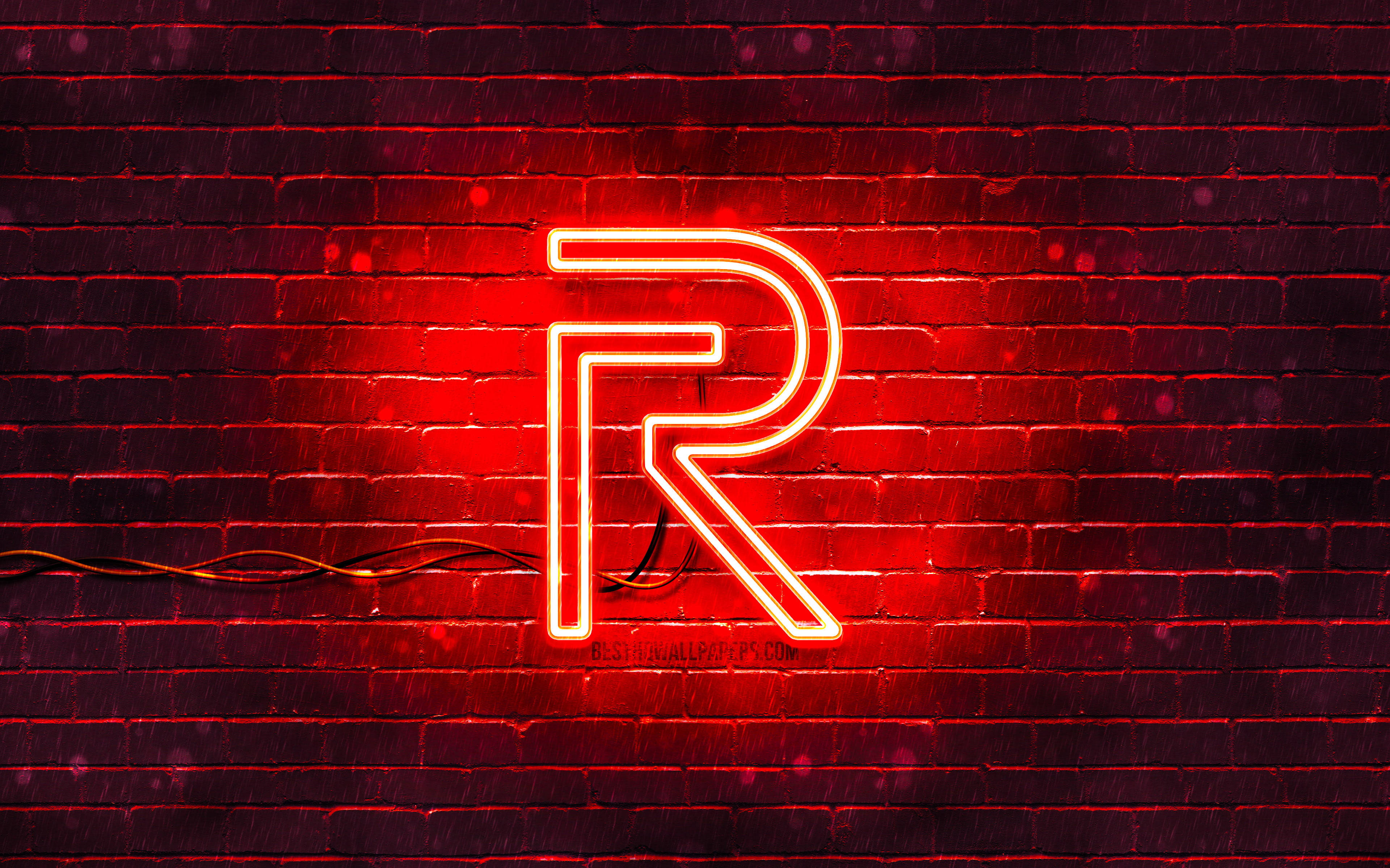 Realme Logo Neon Skilt Rød Wallpapers