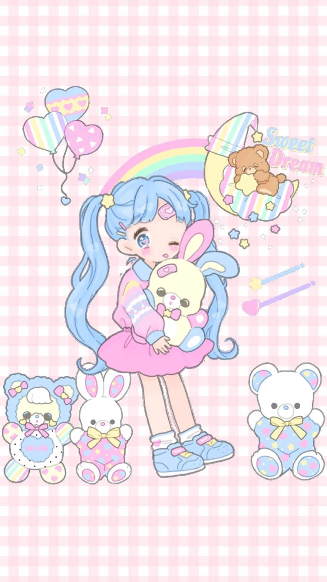 Kawaii regnbue anime-pige wallpaper. — Kawaii Wallpapers
