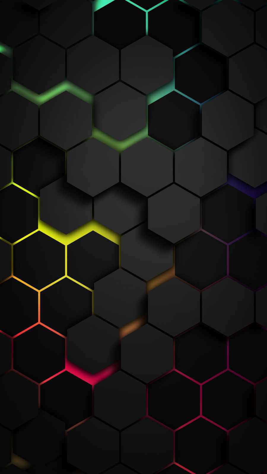 Regnbue og sort sekskantet bikagemønster billede Wallpapers