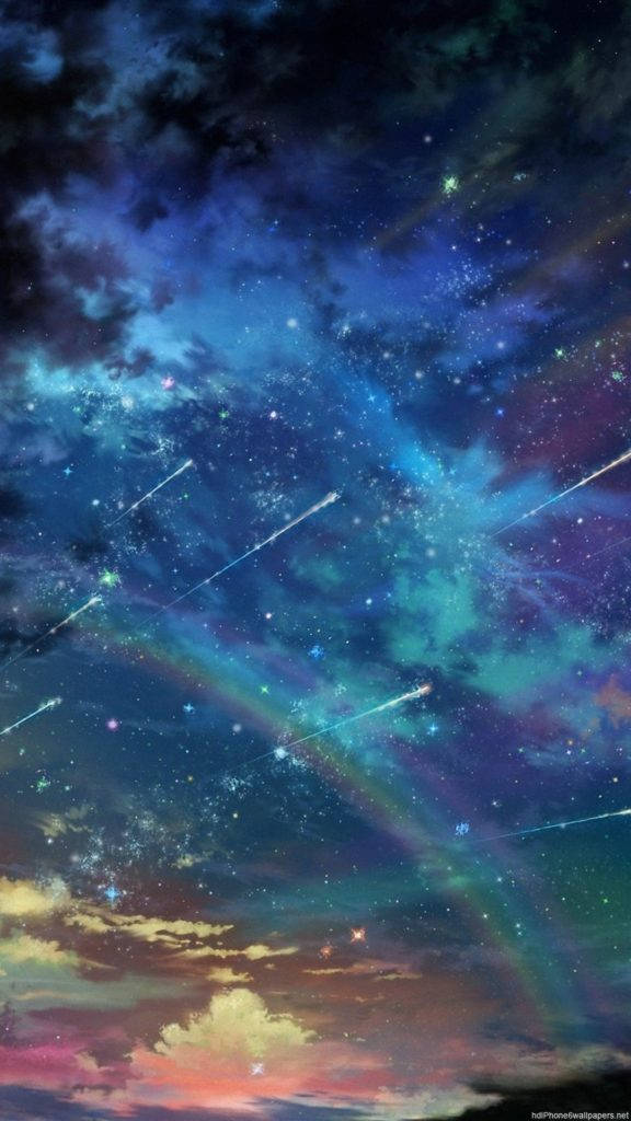 Regnbue og stjerneskud space iPhone Wallpapers