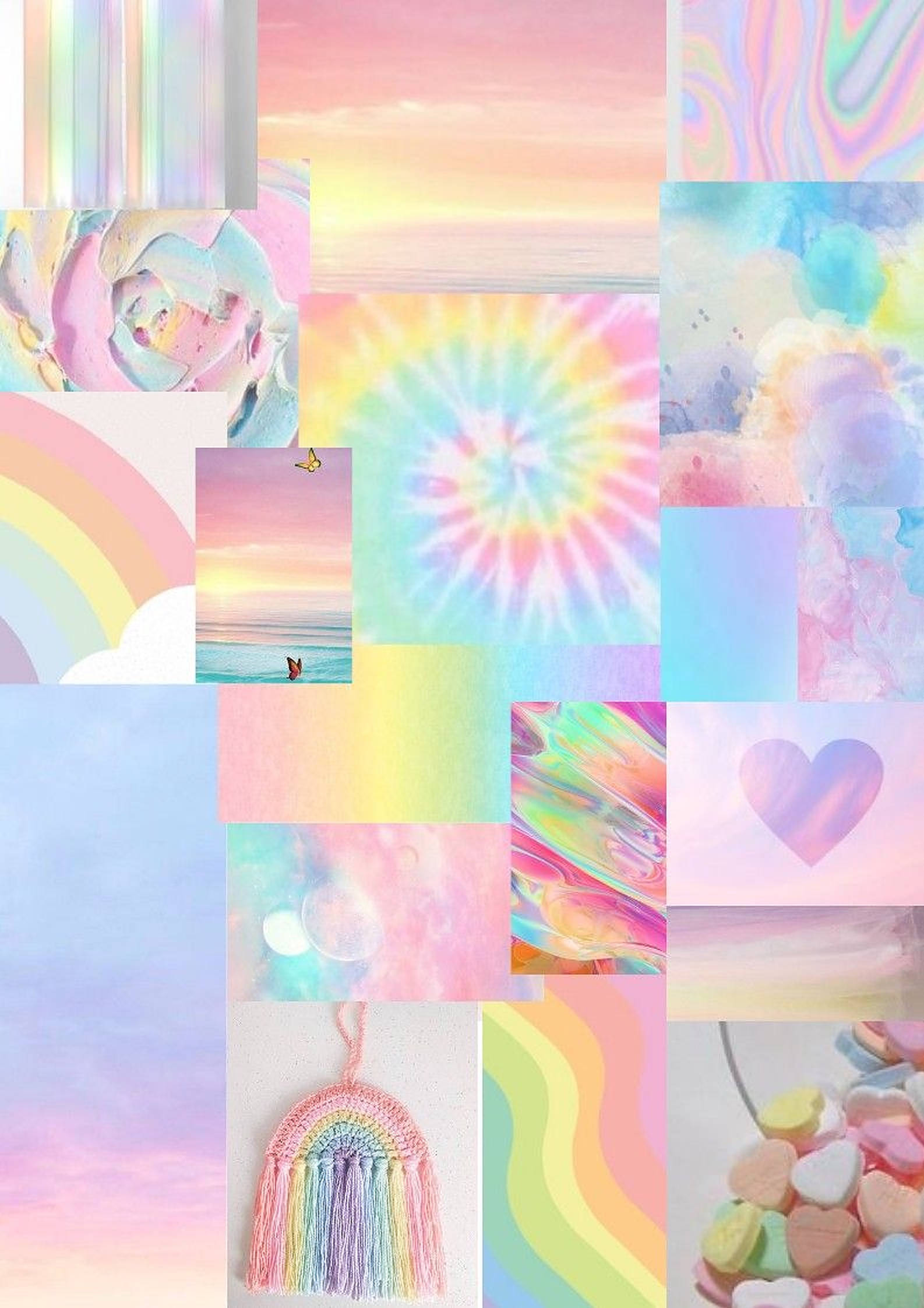 Regnbue Pastel Collage Wallpapers