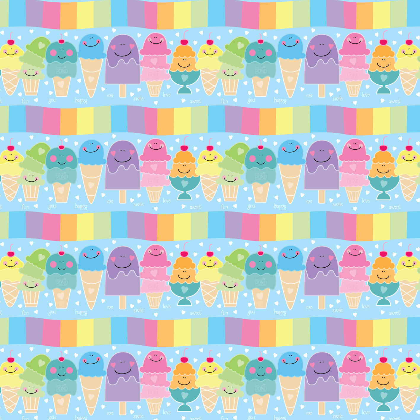 Regnbue sød is med smileyansigter Wallpapers