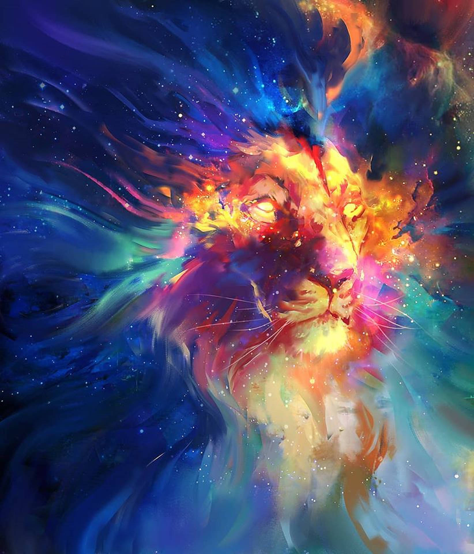 Regnbuegalakseløve maleri Wallpapers