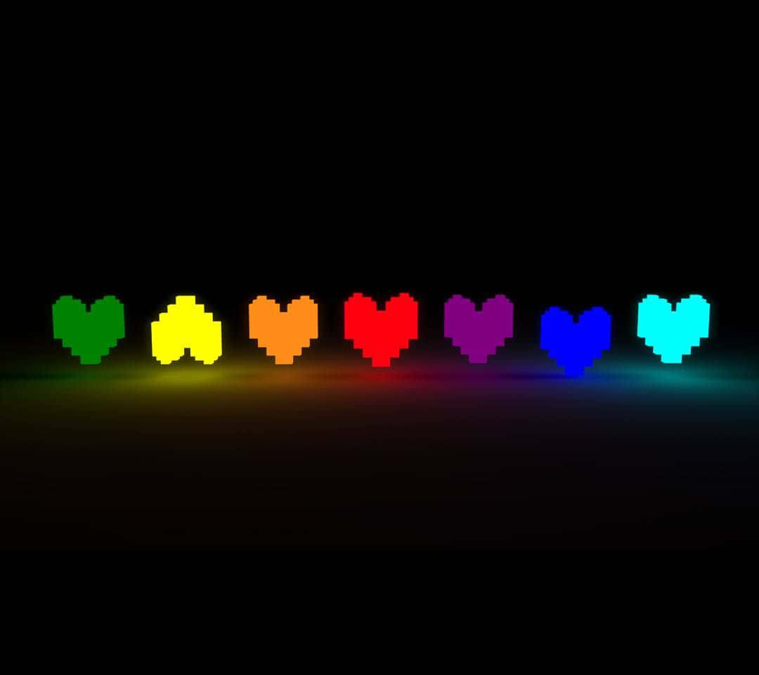 Regnbuehjerte i pixellamper Wallpapers