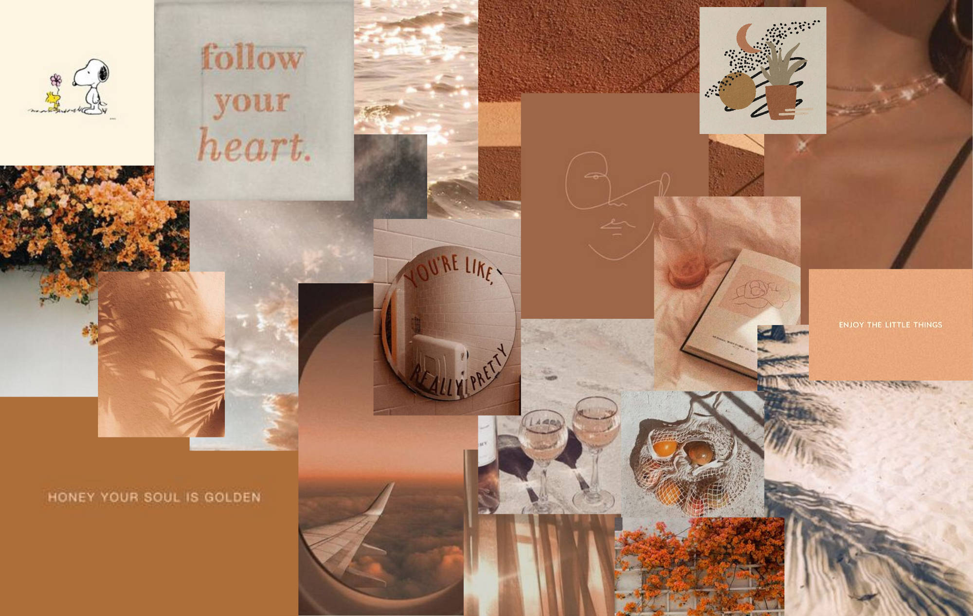Rejsekollage Beige Brun Æstetik Wallpapers
