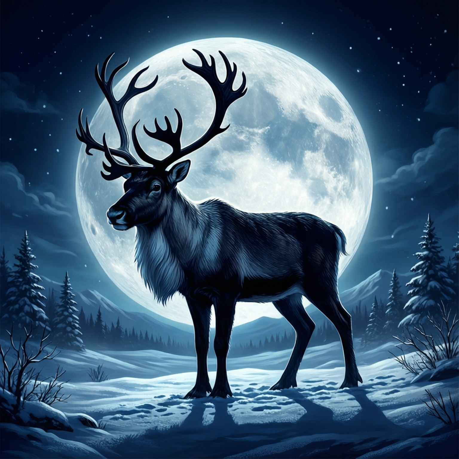 Rensdyr og fuldmåne Wallpapers