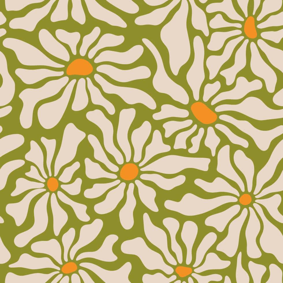 Retro Margueritter Blomsteræstetik 70'er Baggrund Wallpapers