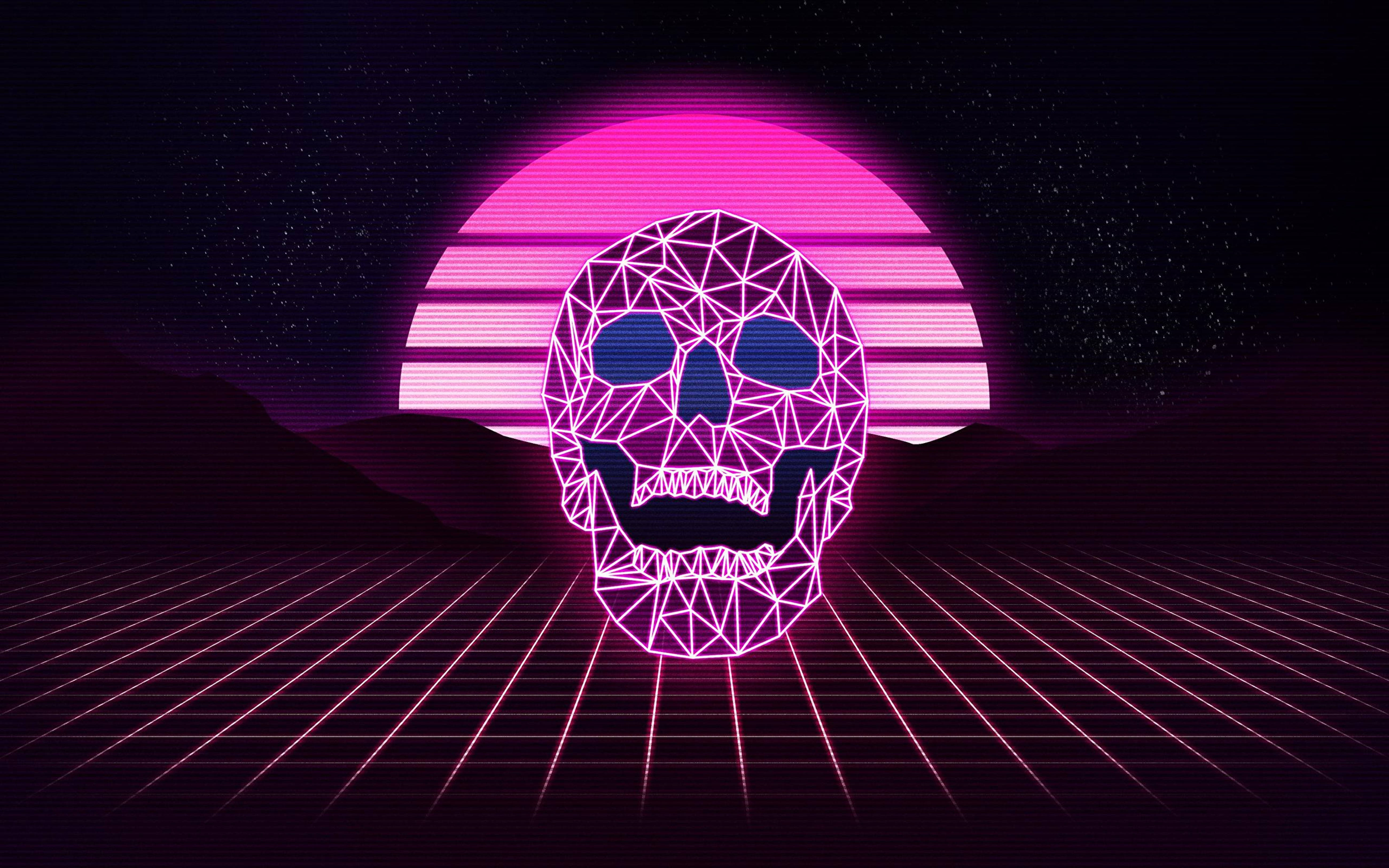 Retrowave Neon Lilla Kranie 4K Wallpapers