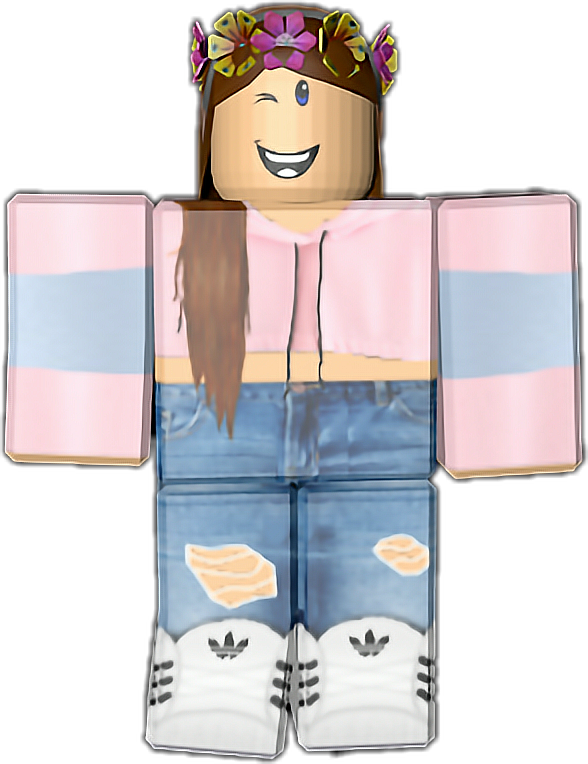 Roblox-figur med lyserød hættetrøje og blomsterkrans Wallpapers