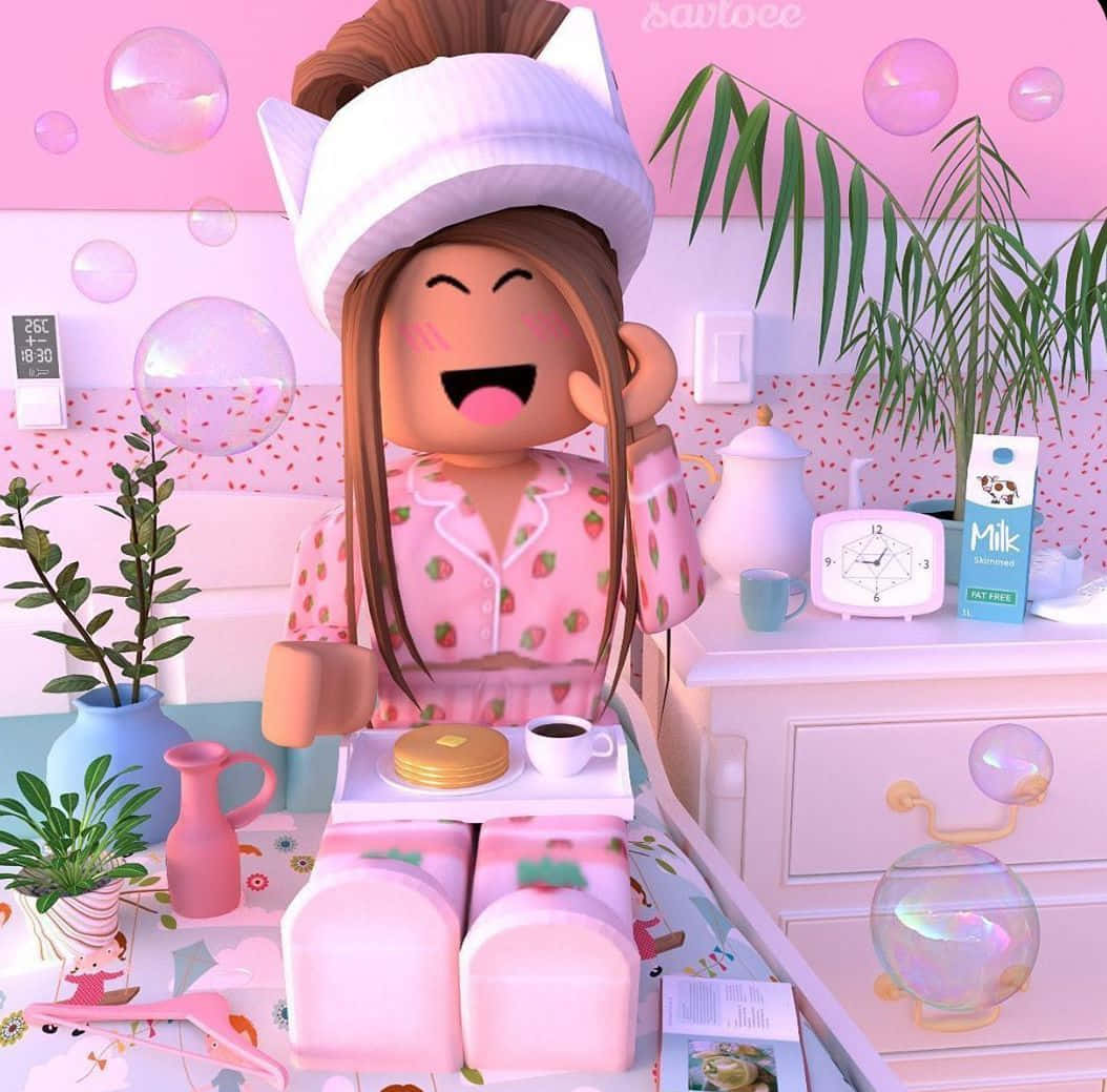 Roblox lyserøde jordbærpyjamas Wallpapers