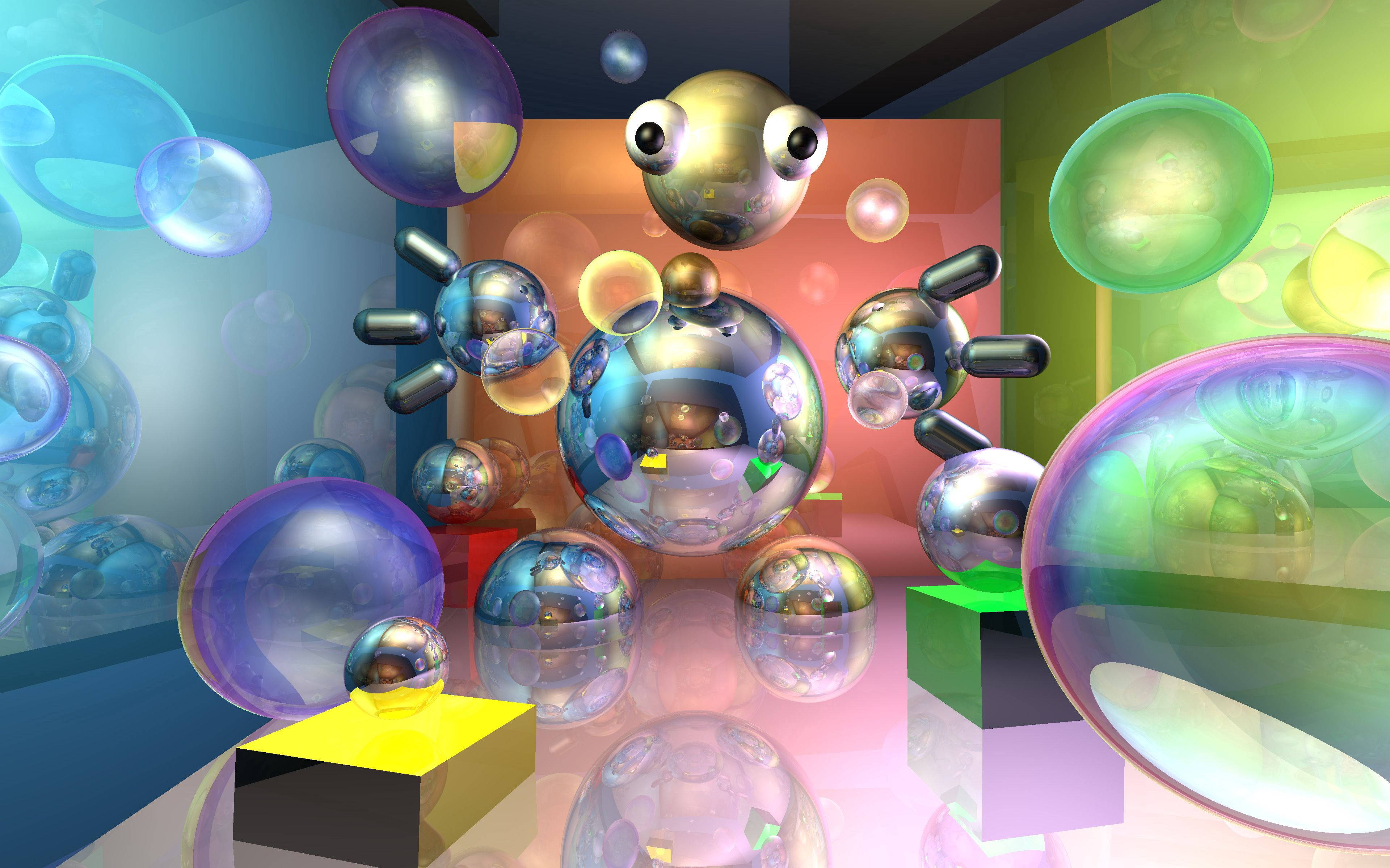 Robot udforsker 3D bobler Wallpapers