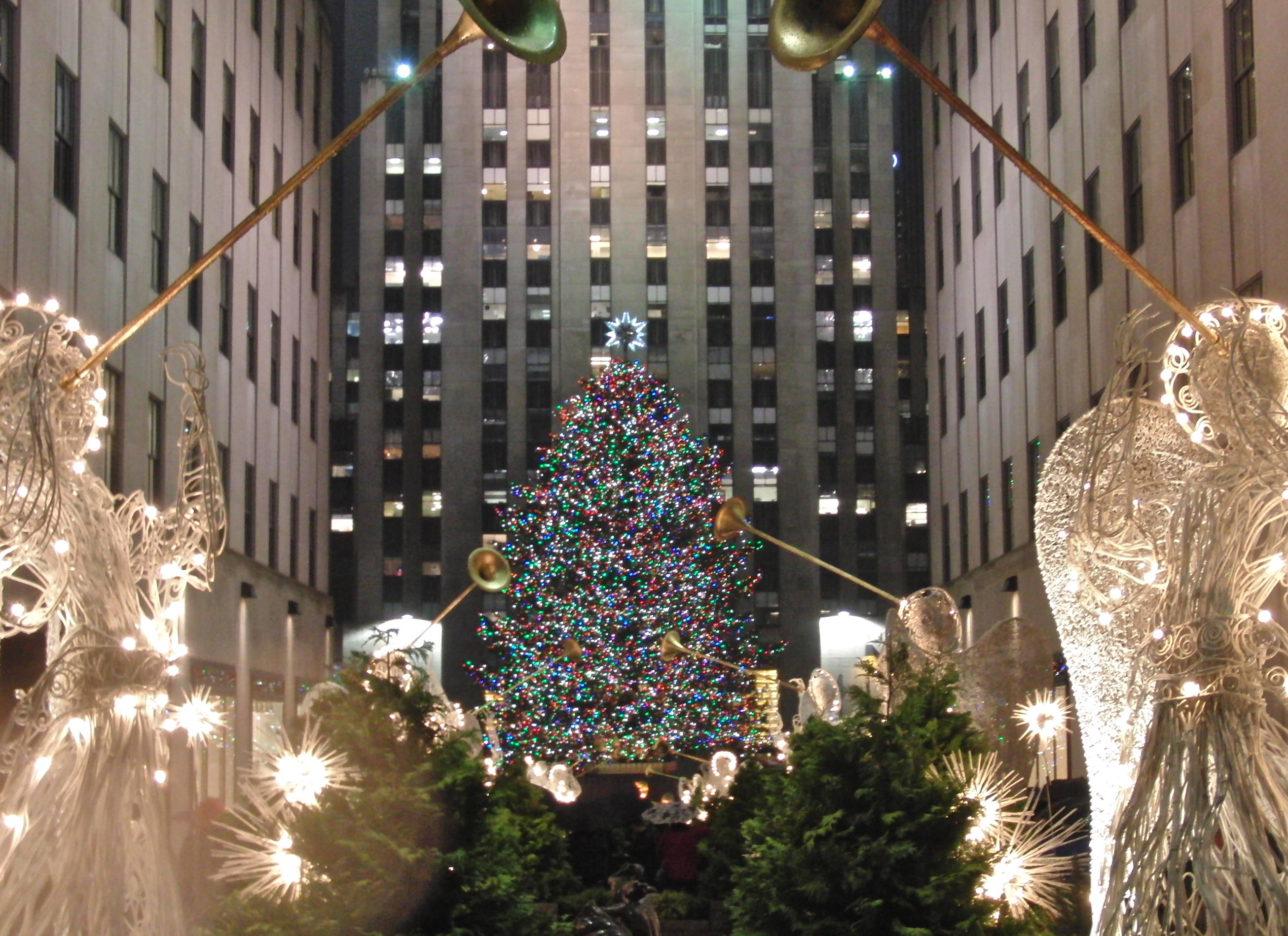 Rockefeller Center Juletræ om Natten Wallpapers