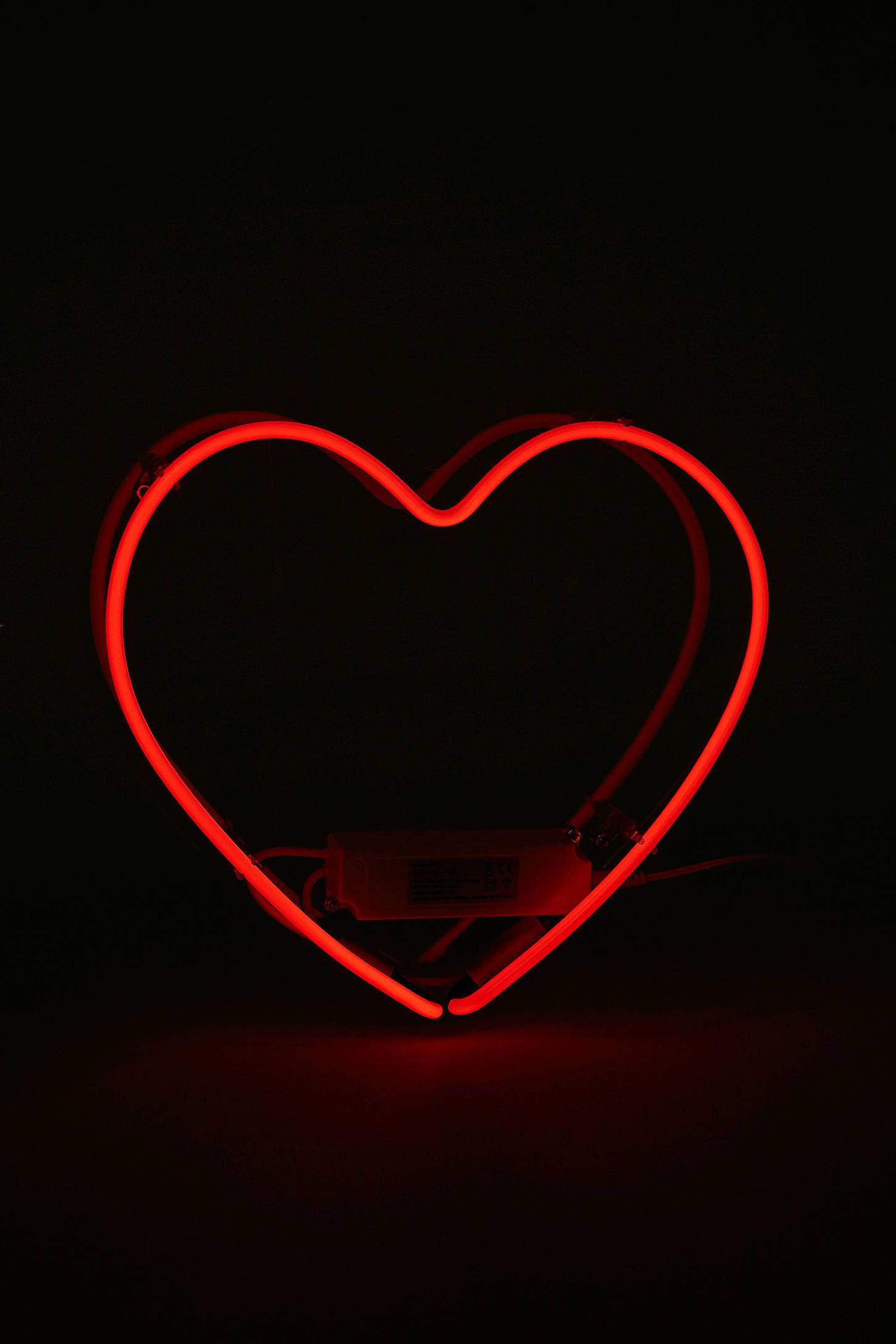 Rød æstetisk neonlys minimalistisk hjerte Wallpapers