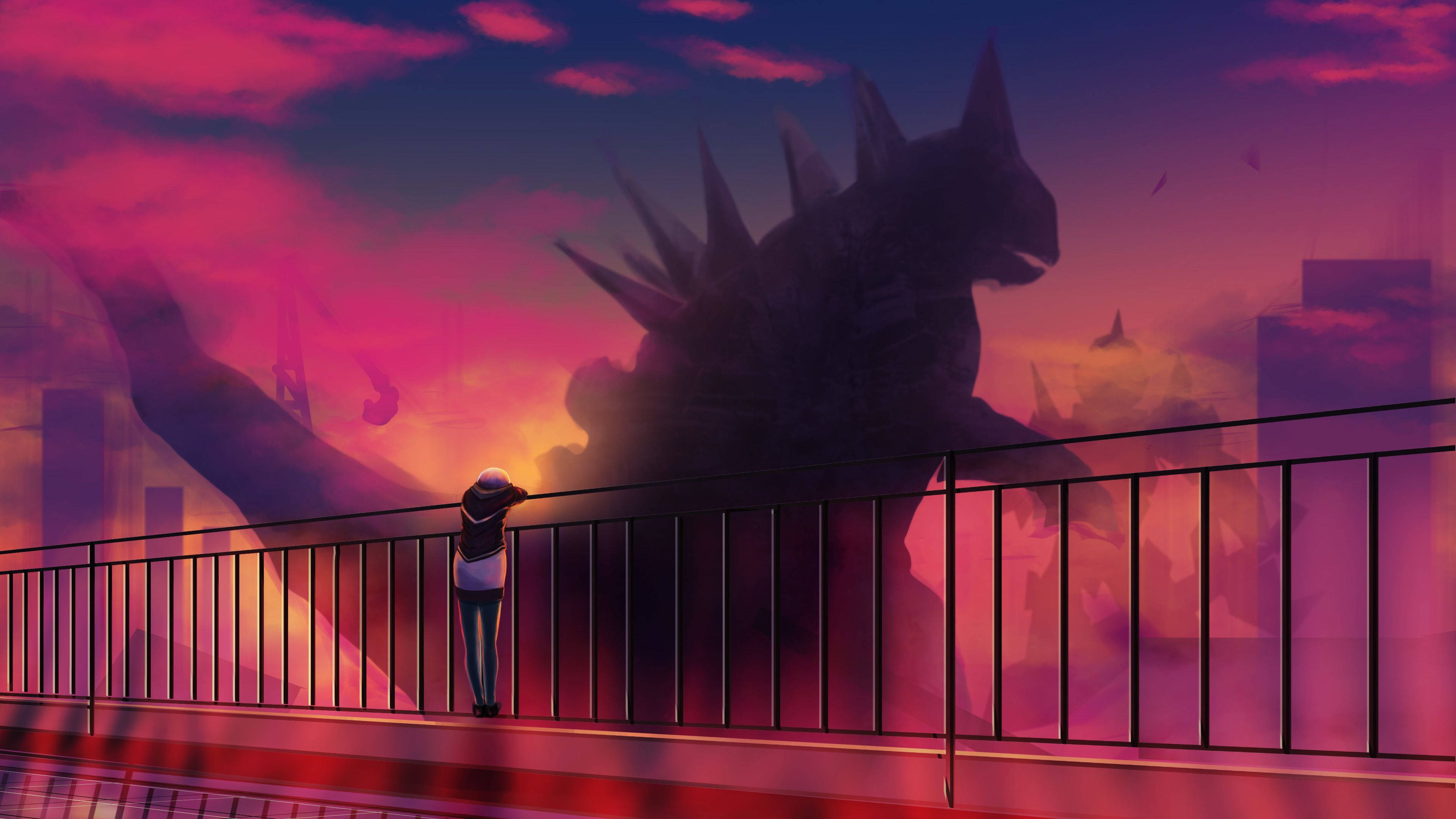 Rød Anime Godzilla Wallpapers