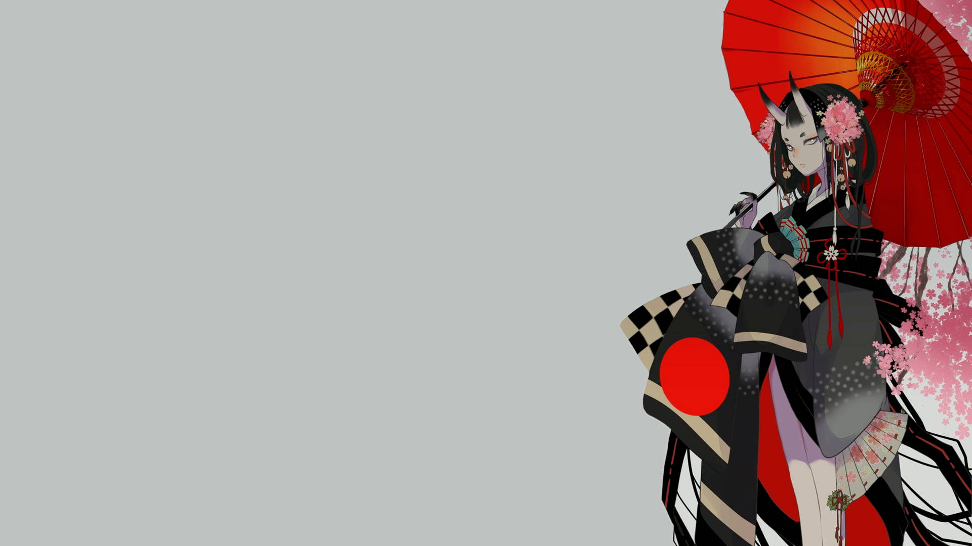 Rød anime japansk OniGirl Wallpapers