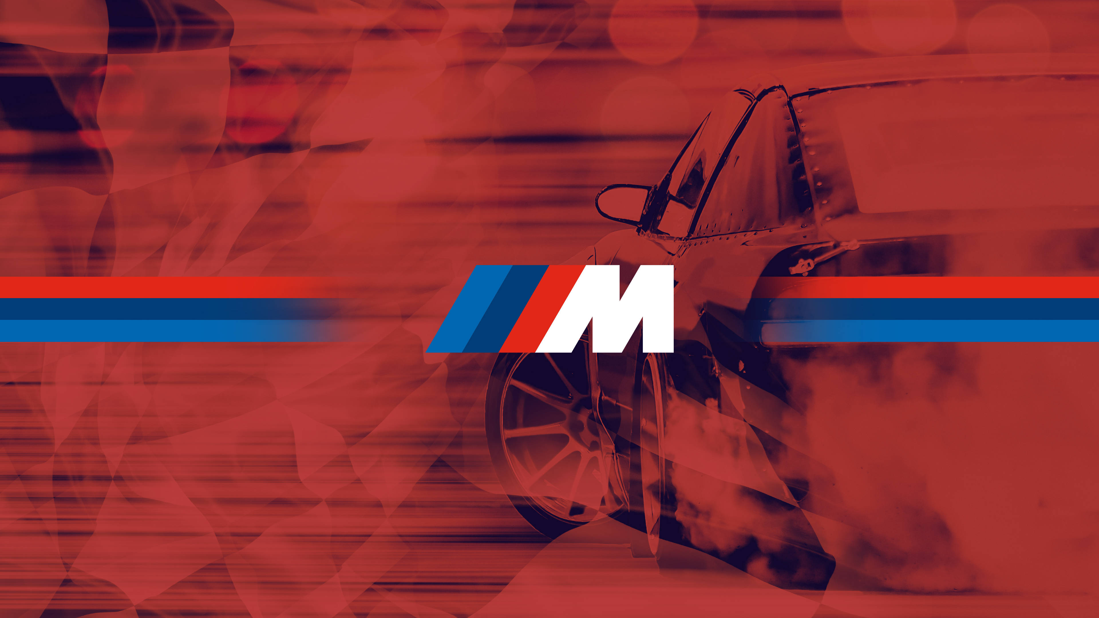 Rød bil røgfyldt BMW M Logo Wallpapers