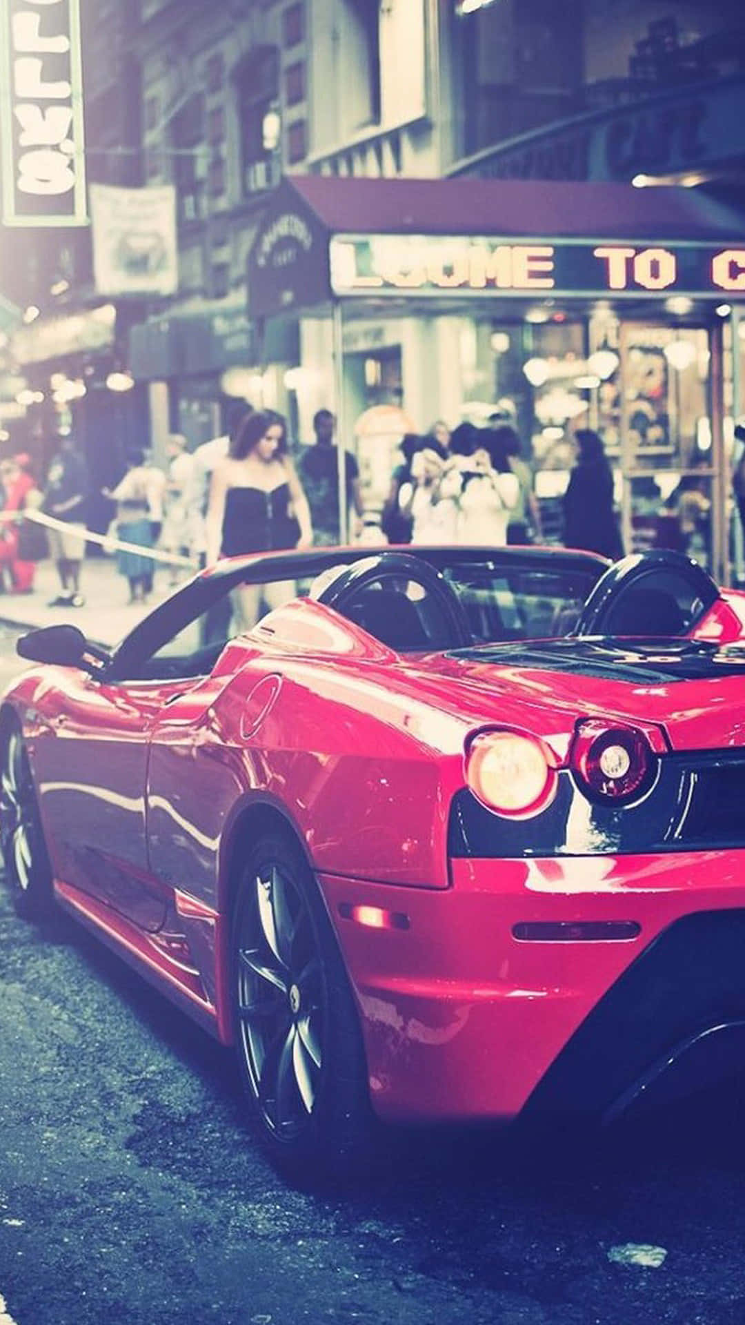 Rød Ferrari gadebil Wallpapers