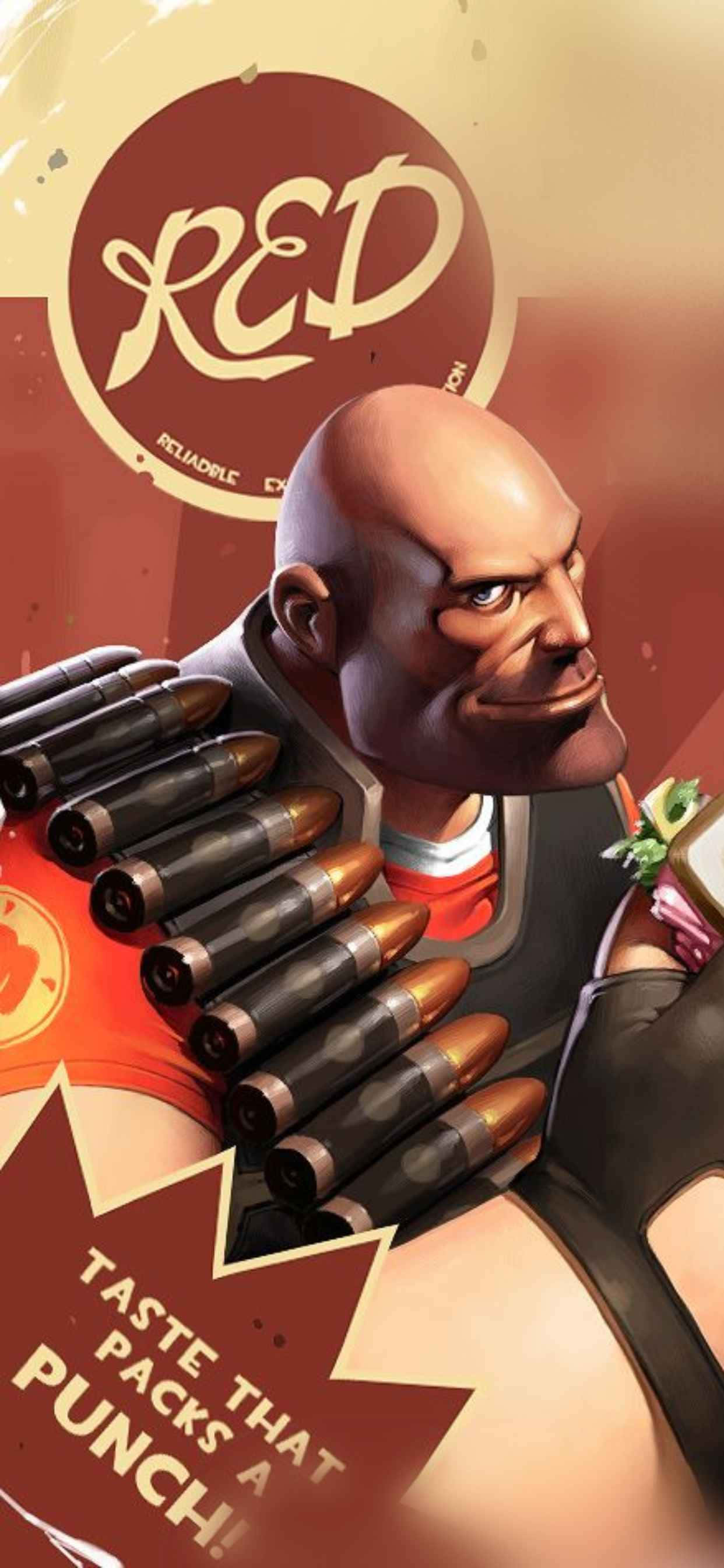 Rød Heavy-karakter iPhone XS Max Team Fortress 2 Baggrund Wallpapers