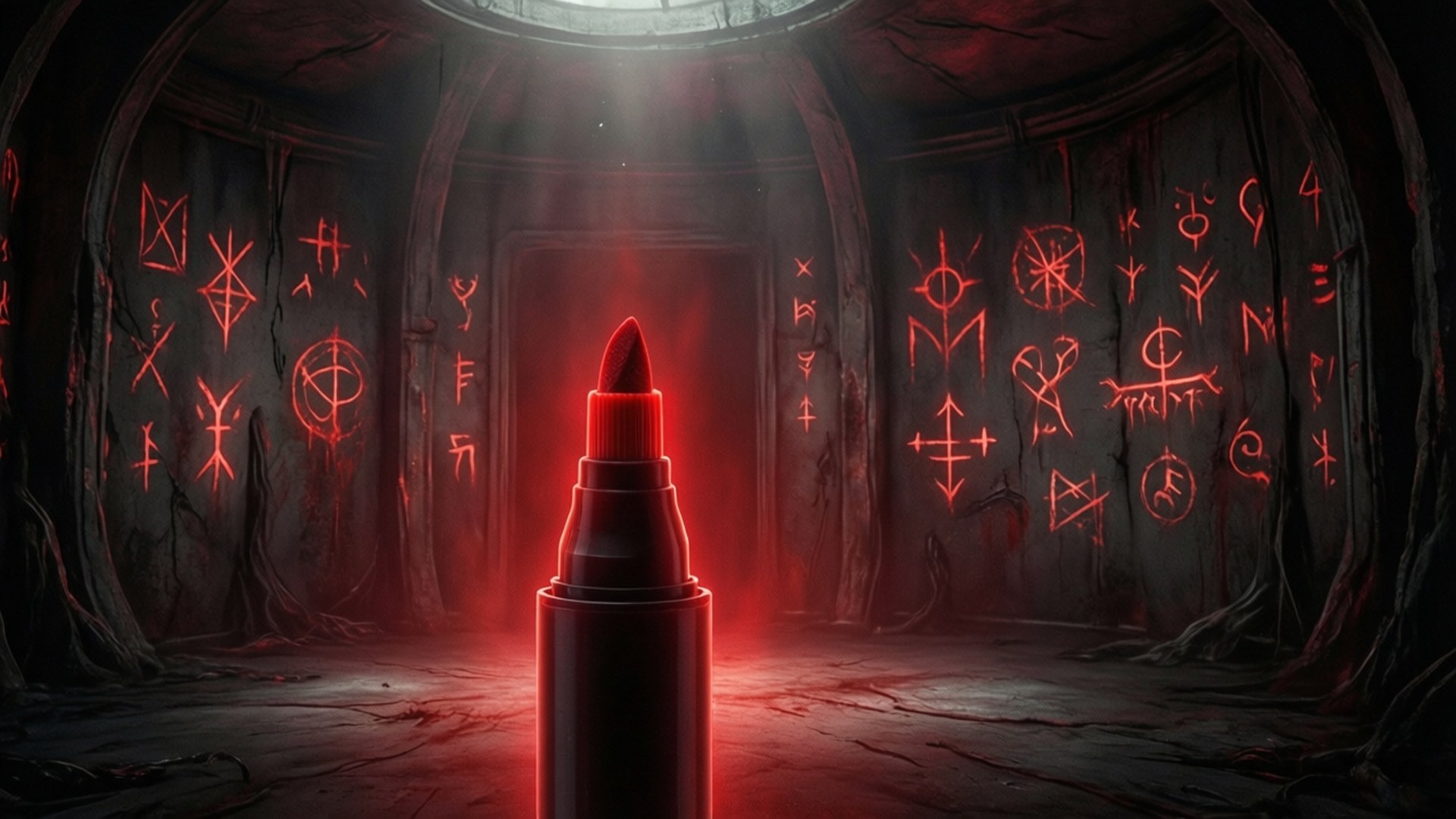 Rød Markør, der lyser i et rum Wallpapers