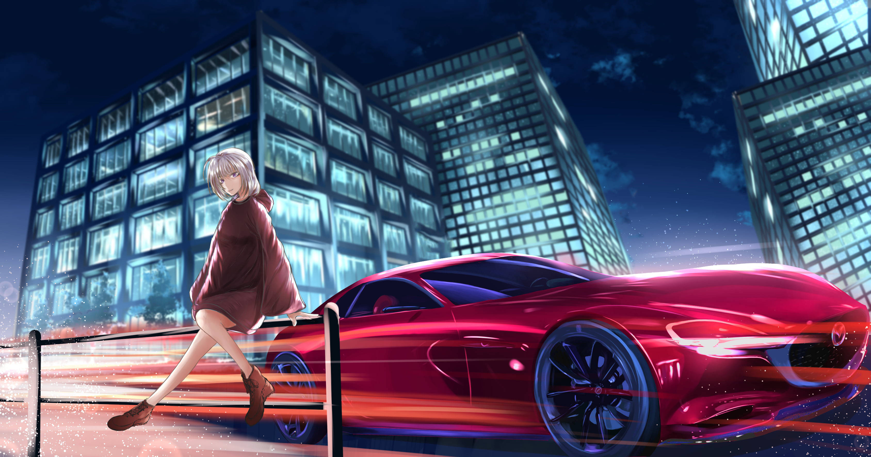 Rød Mazda Anime Bil Wallpapers