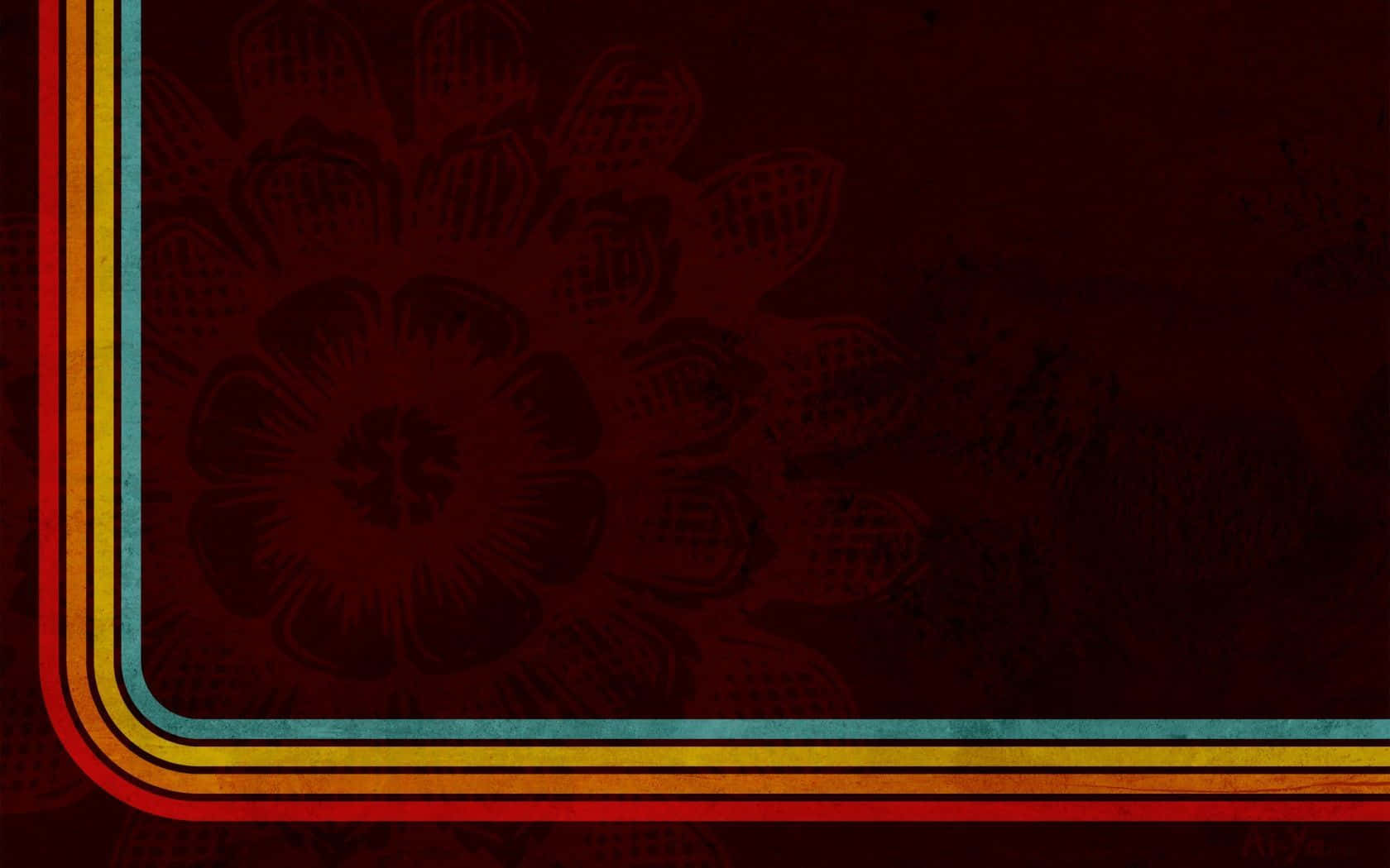 Rød, orange, gul, blå kant 70'er æstetisk skrivebord Wallpapers
