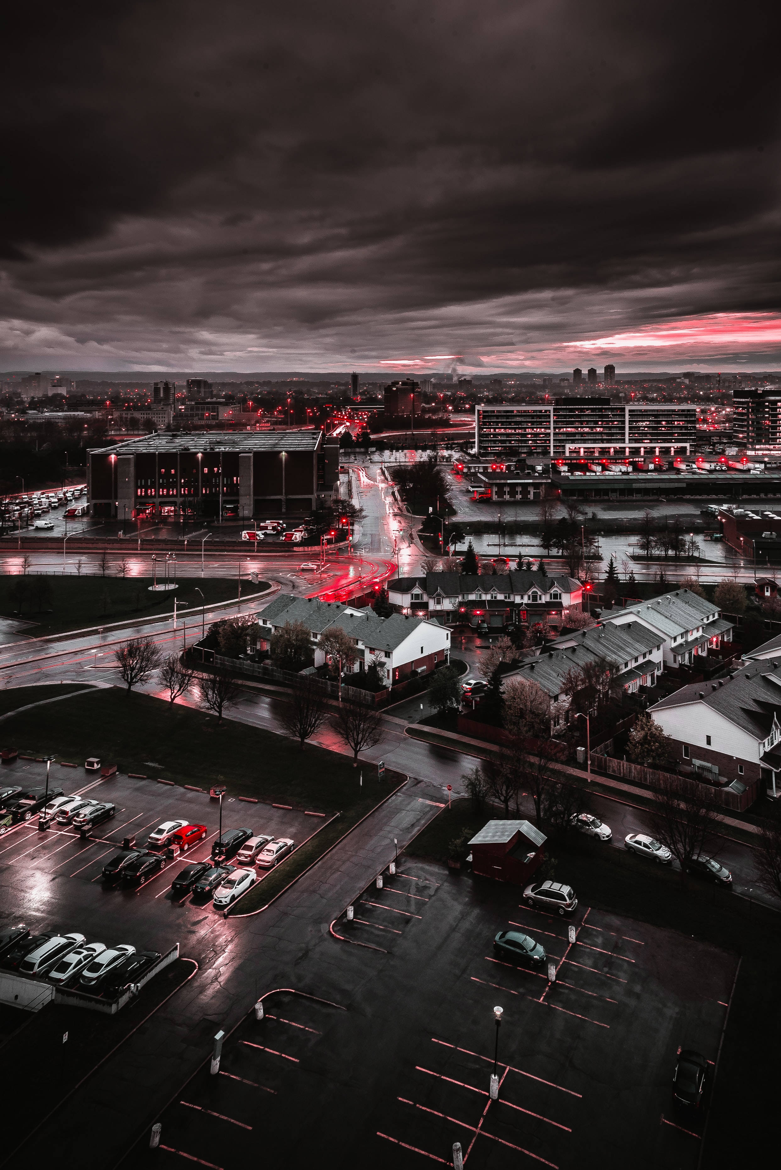 Rød Sort Grå Bymiljø Wallpapers