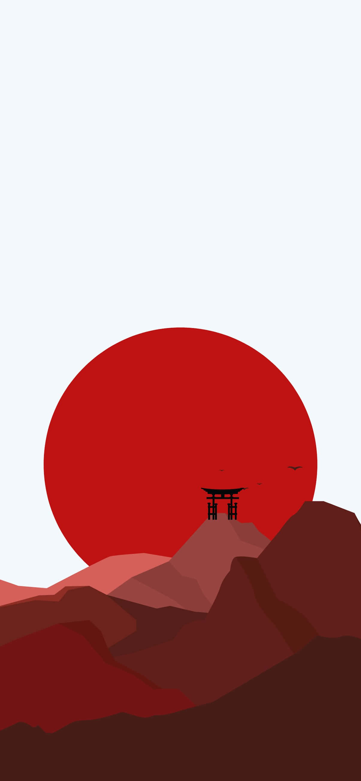 Røde bjerge japansk minimalistisk kunst Wallpapers