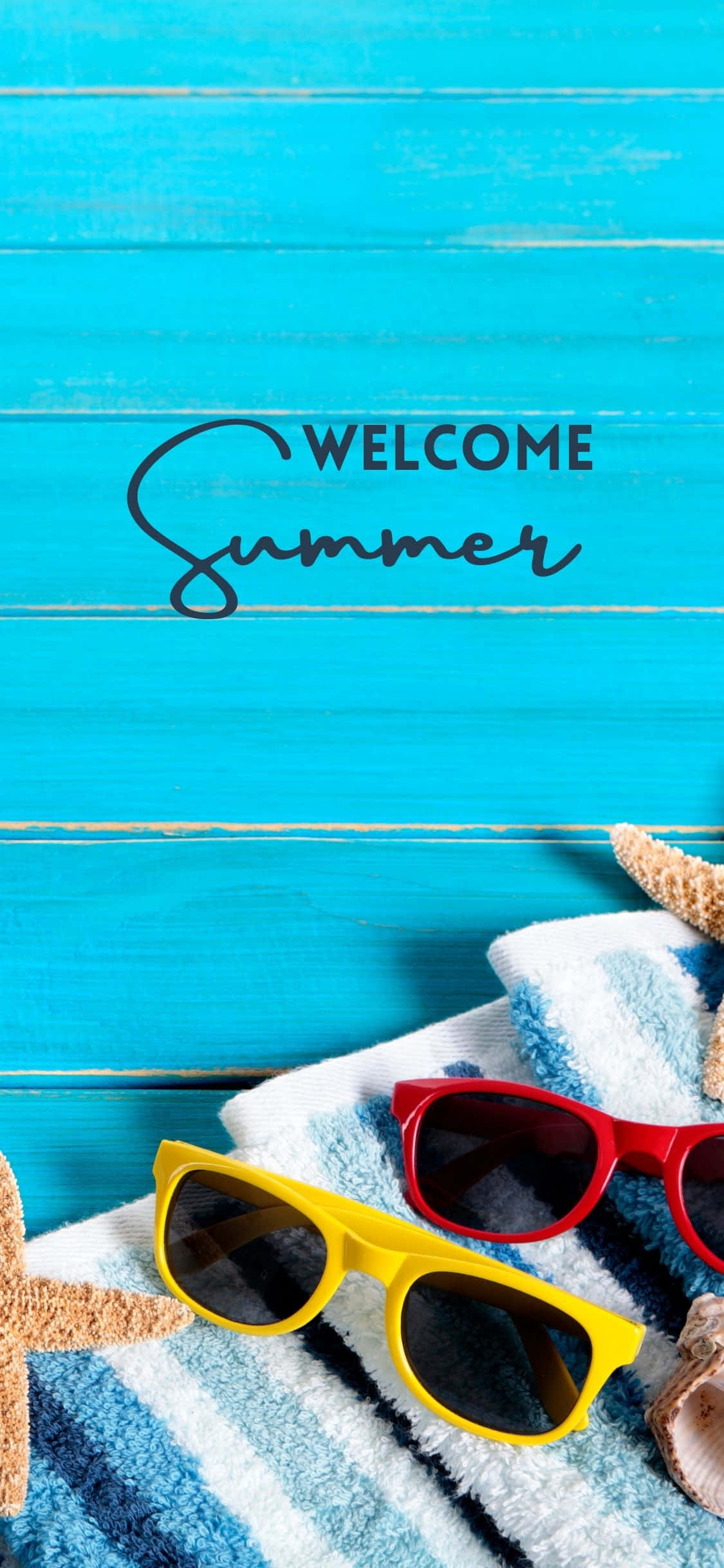 Røde Og Gule Solbriller iPhone X Sommerbaggrund Wallpapers