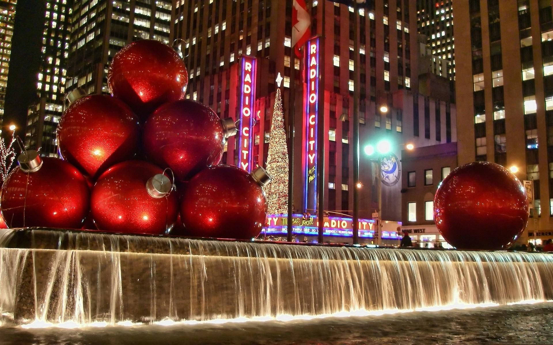 Røde Rockefeller Center-ornamenter Wallpapers