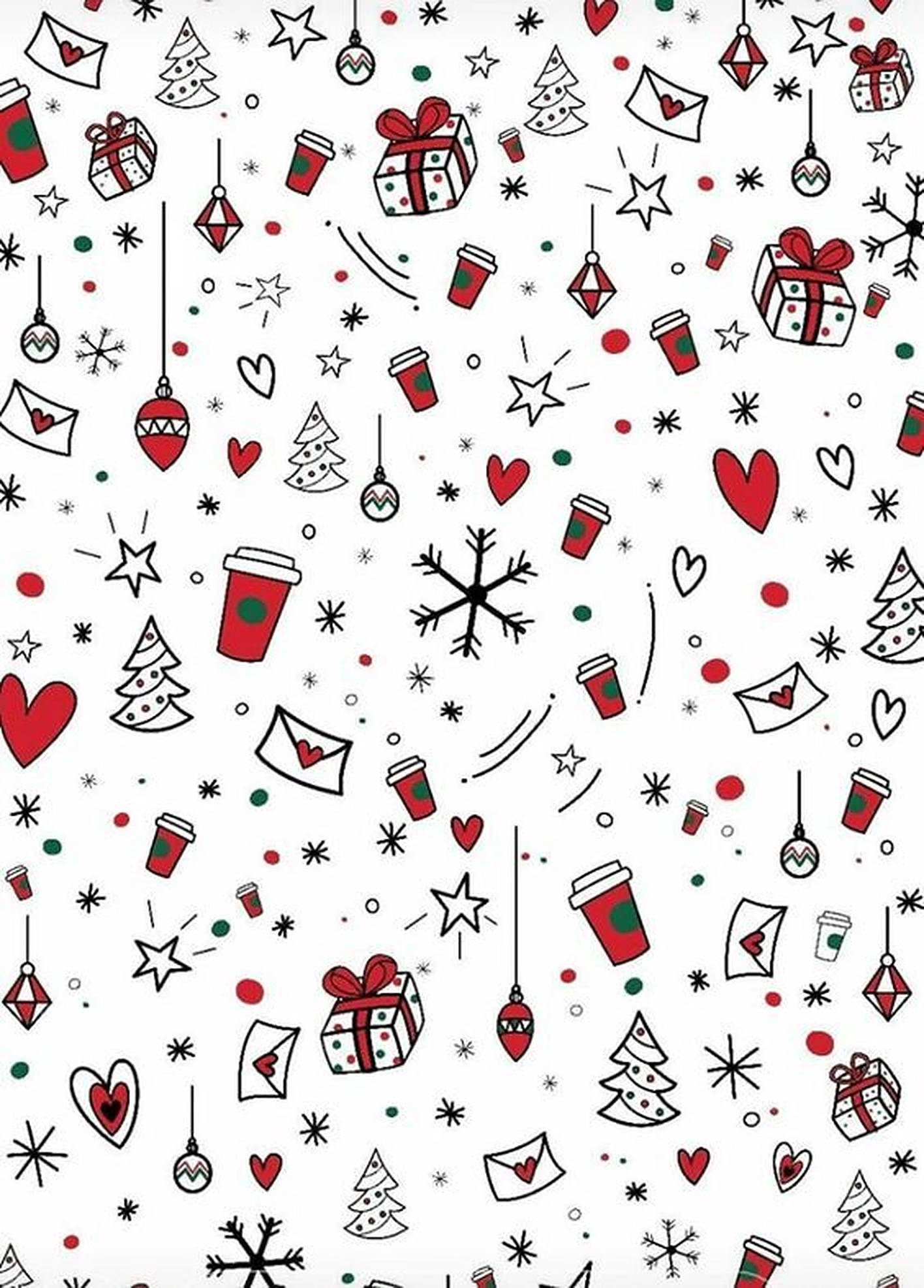 Rødt og hvidt sødt julemønster Wallpapers