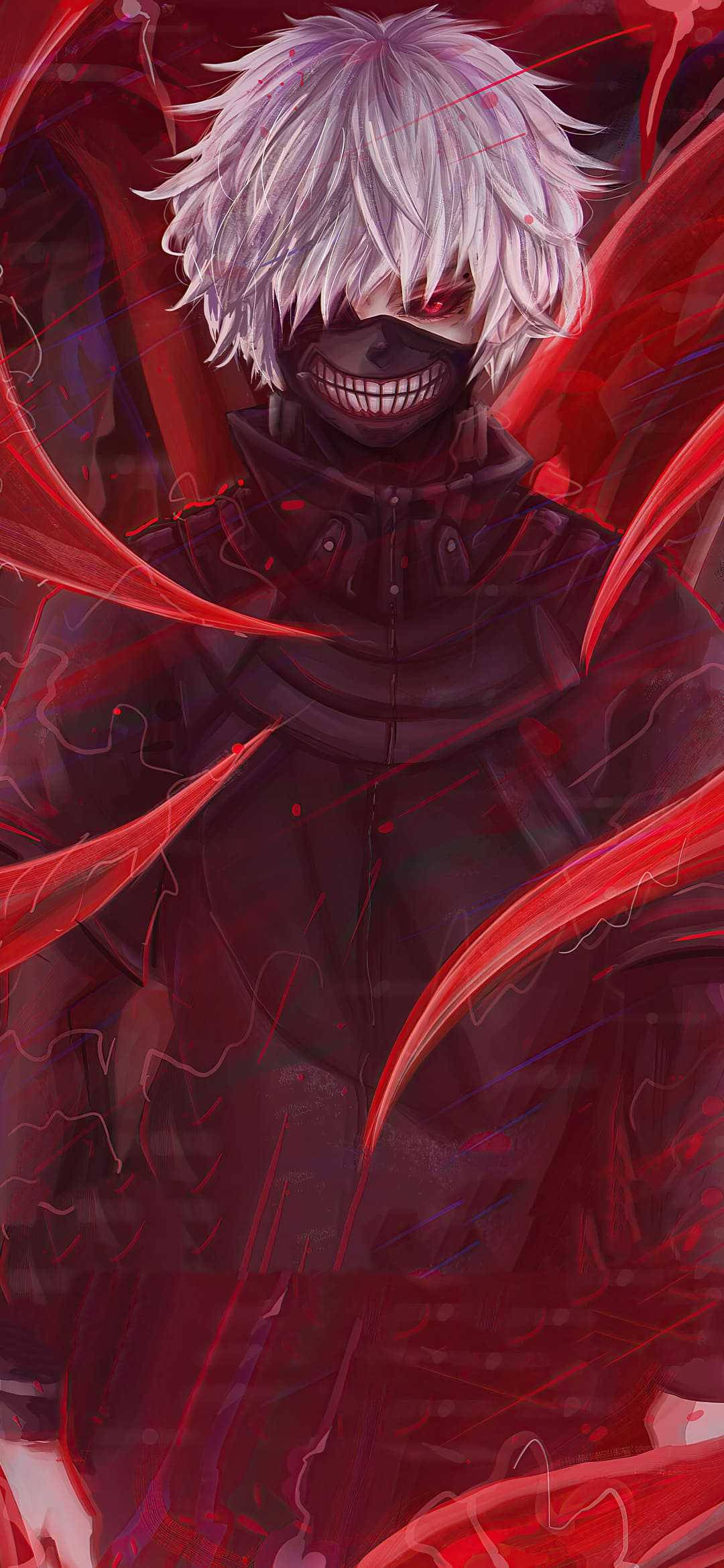Rødtema Kantet Anime Ken Kaneki Wallpapers
