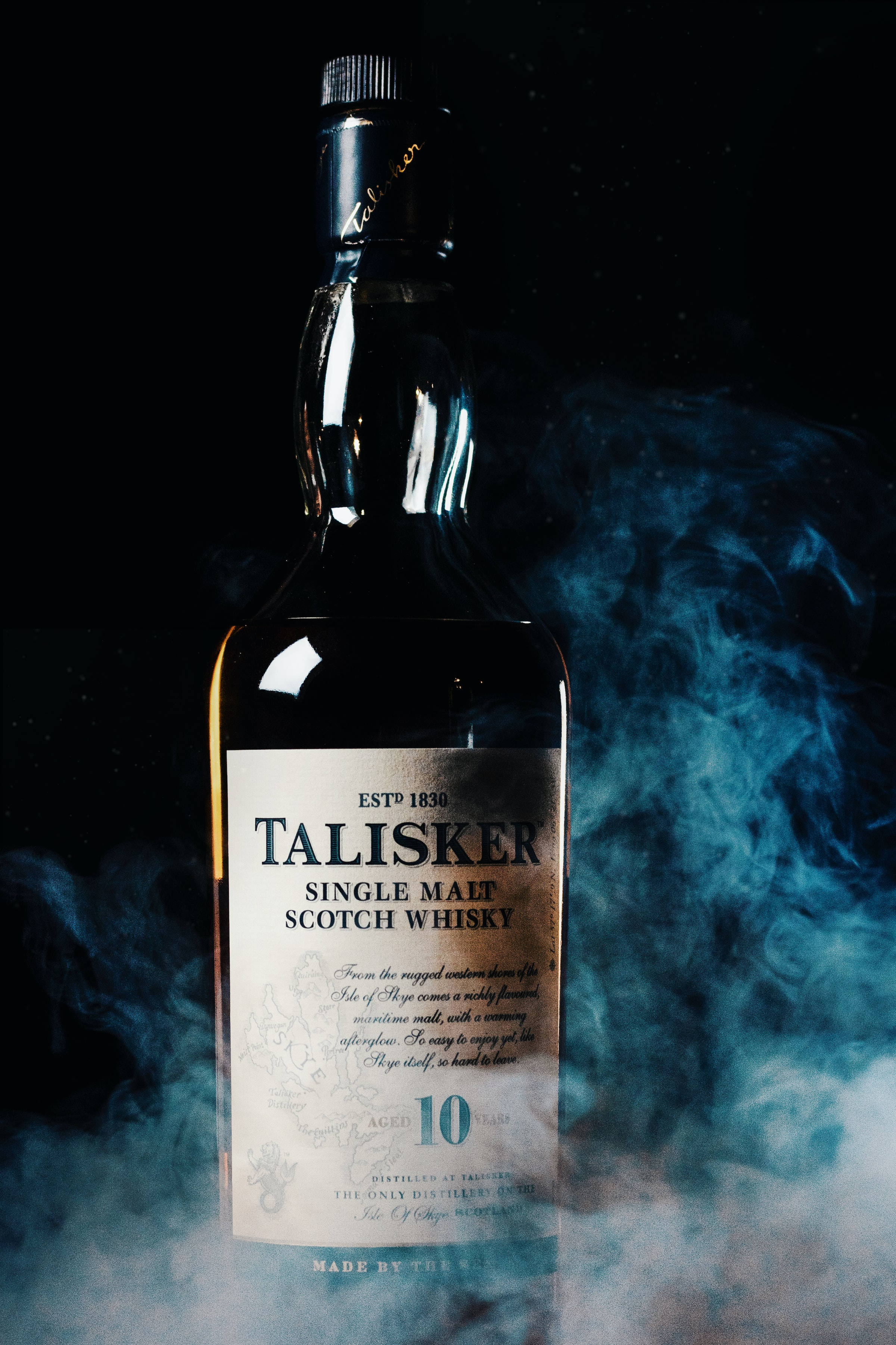 Røget Talisker Scotch Whiskyflaske Wallpapers