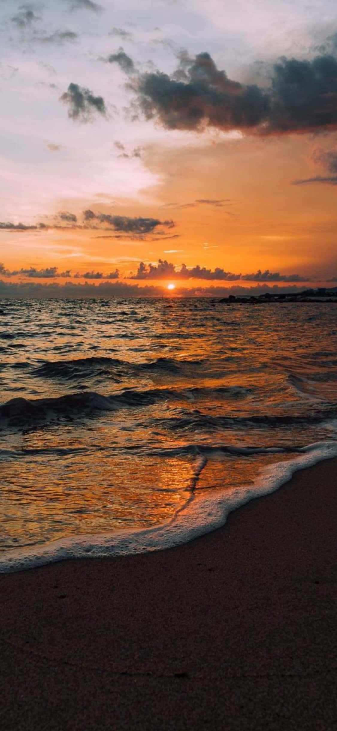 Rolig strandscene vist på iPhone X-skærm Wallpapers
