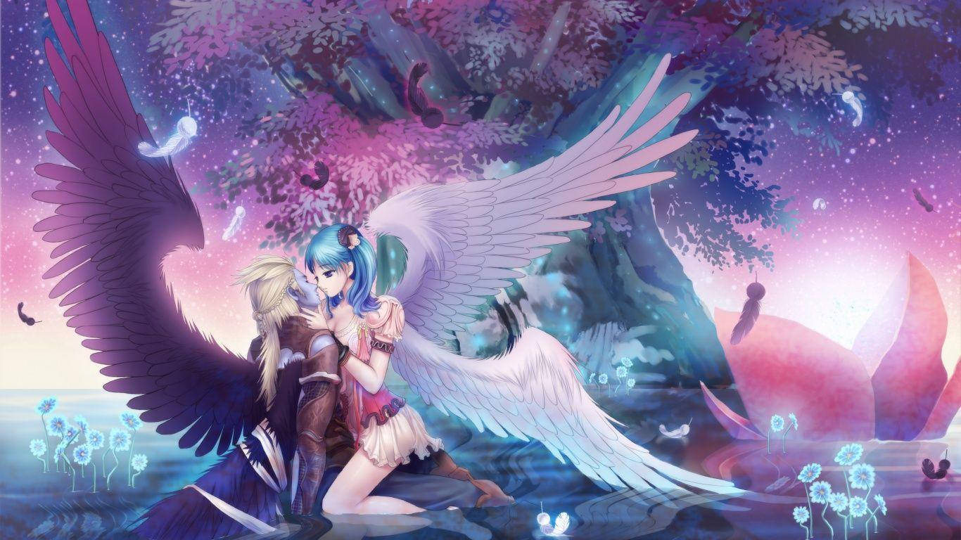 Romantisk anime engel og dæmon Wallpapers