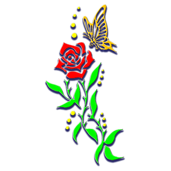 Rose og sommerfugl kunstværk Wallpapers
