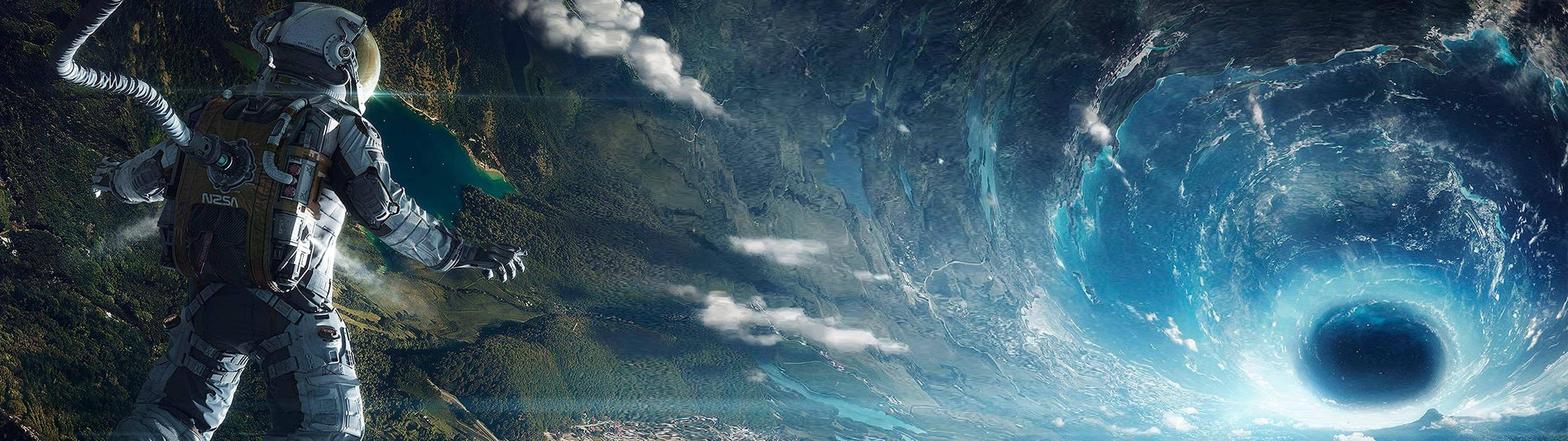 Rumastronaut Jordens sorte hul Wallpapers
